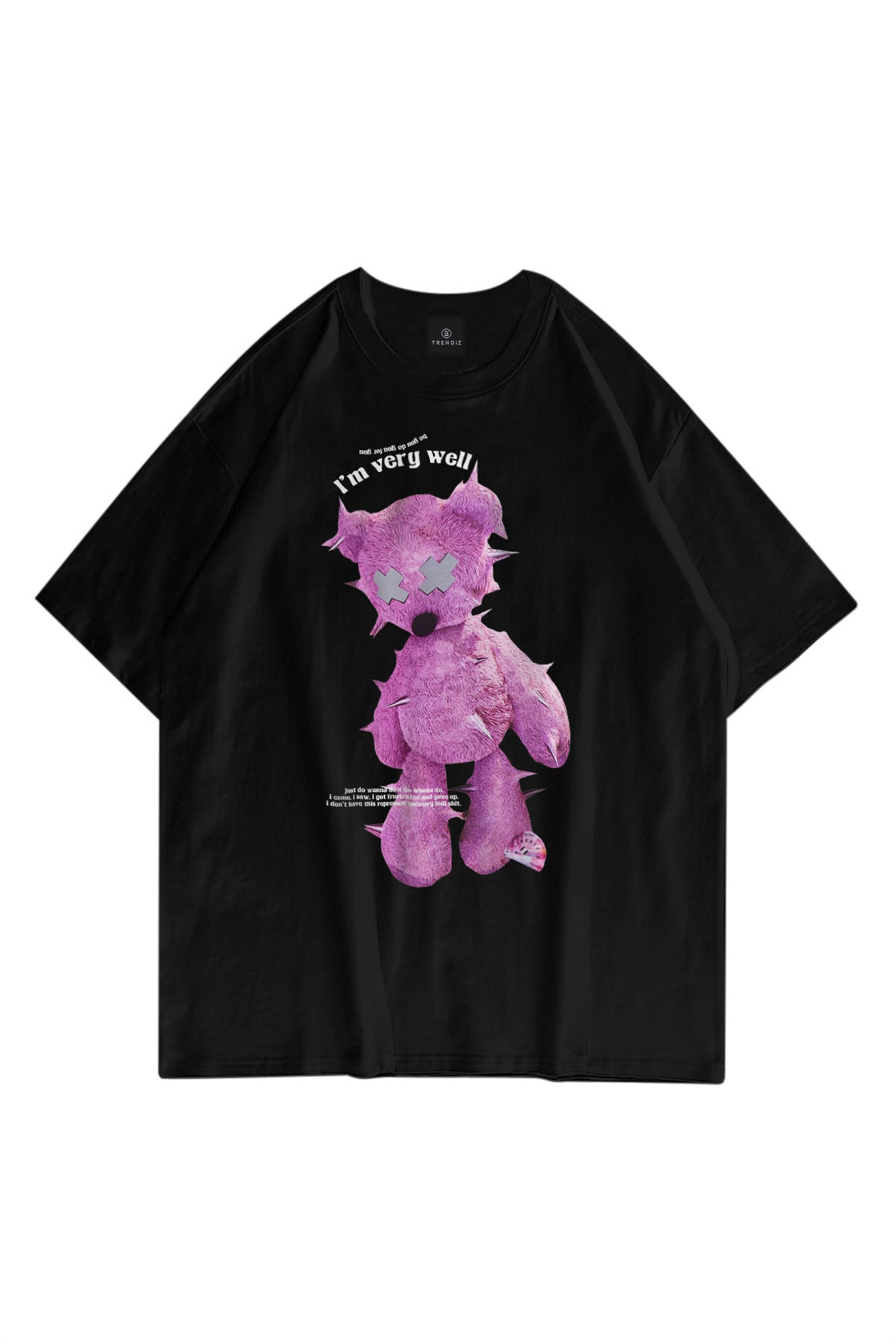Trendiz Unisex I'm Very Well Siyah Tshirt