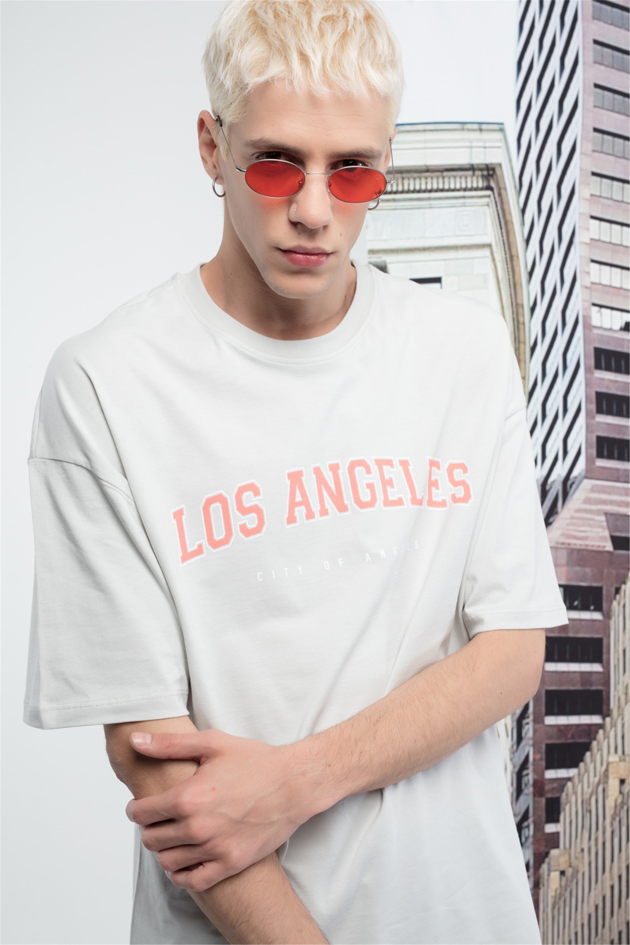 Trendiz Unisex Los Angeles Tshirt Taş Rengi