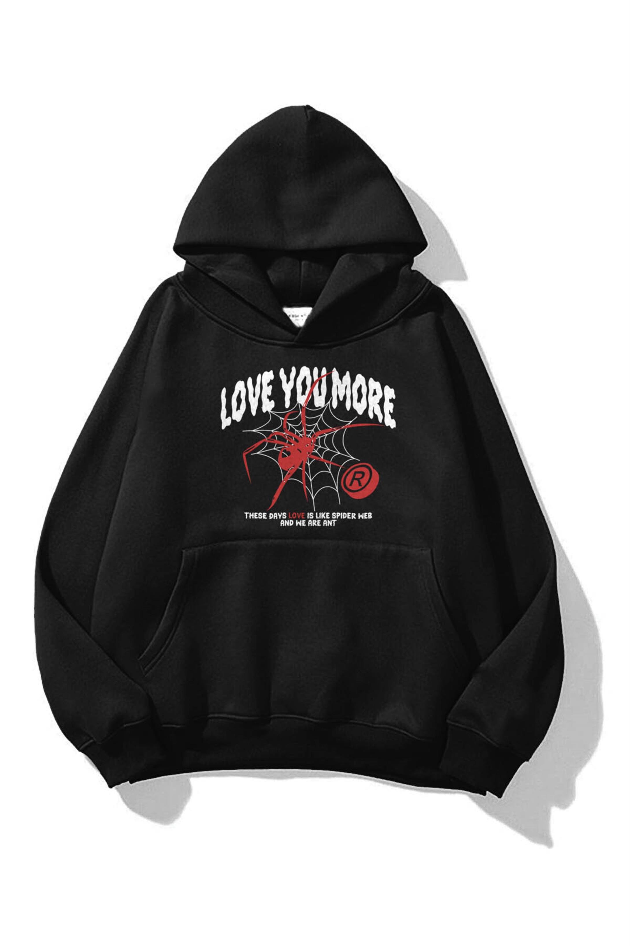 Trendiz Unisex Love You More Sweatshirt Hoodie Siyah