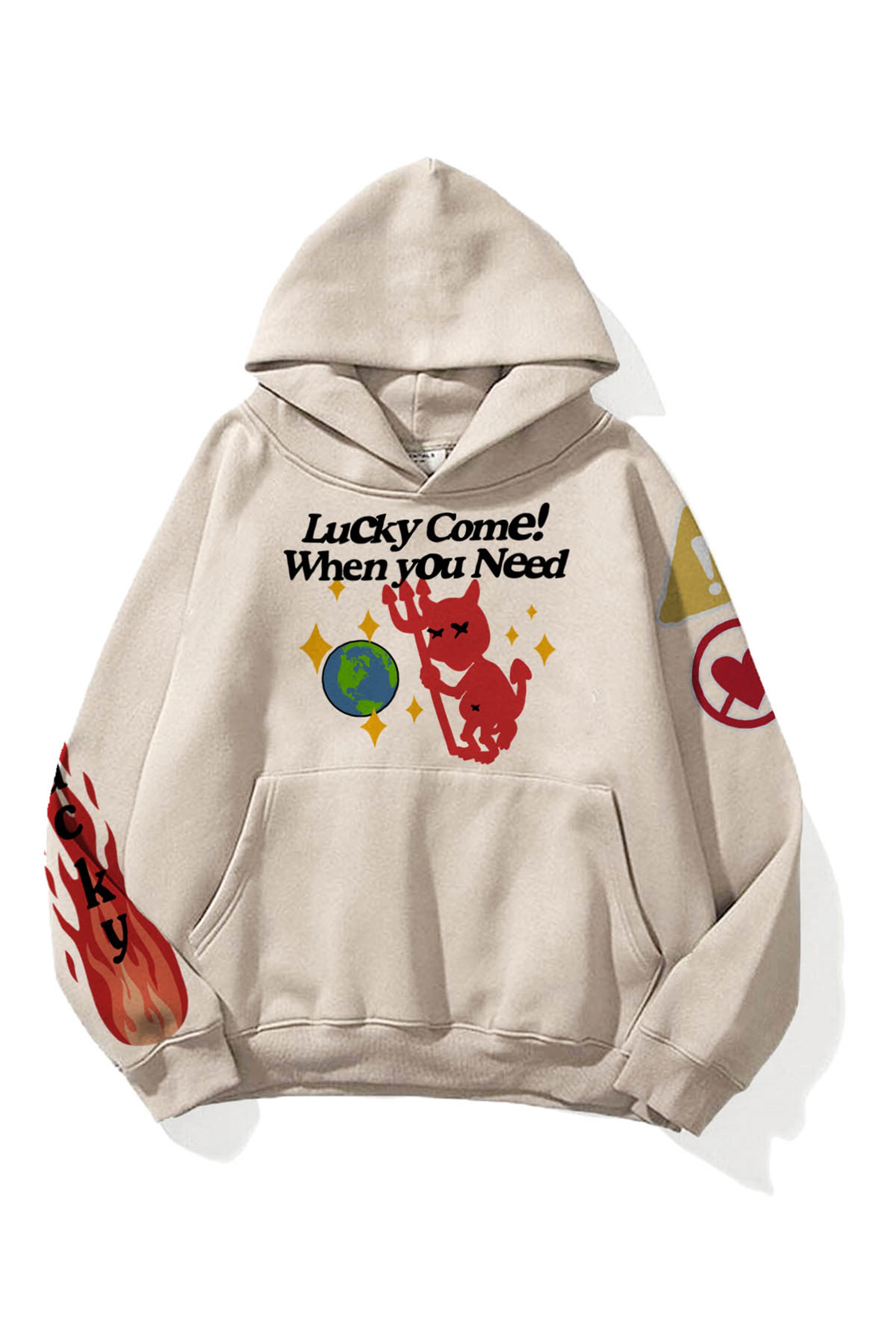 Trendiz Unisex Lucky Come Sweatshirt Taş