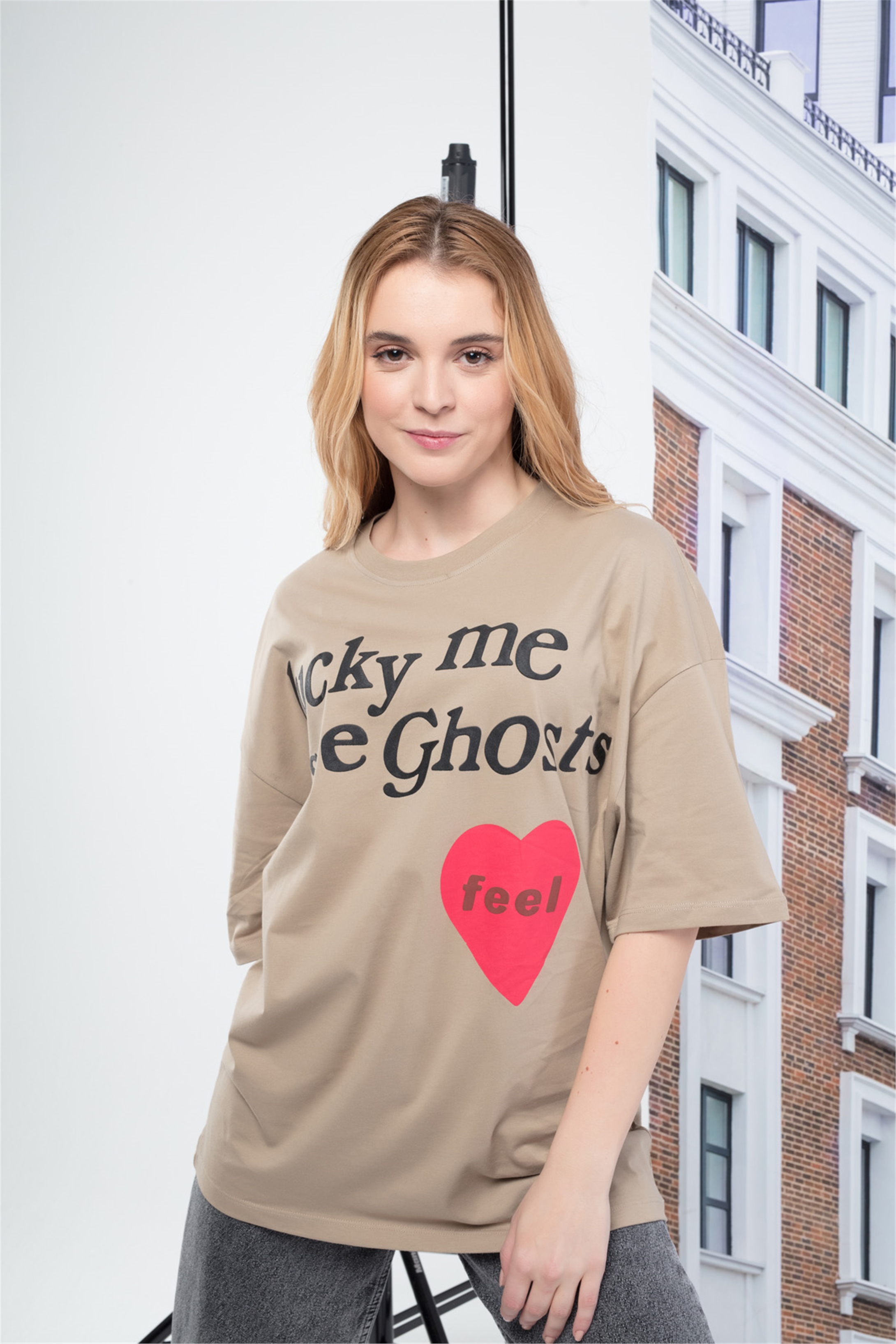 Trendiz Unisex Luckyme Bej Tshirt