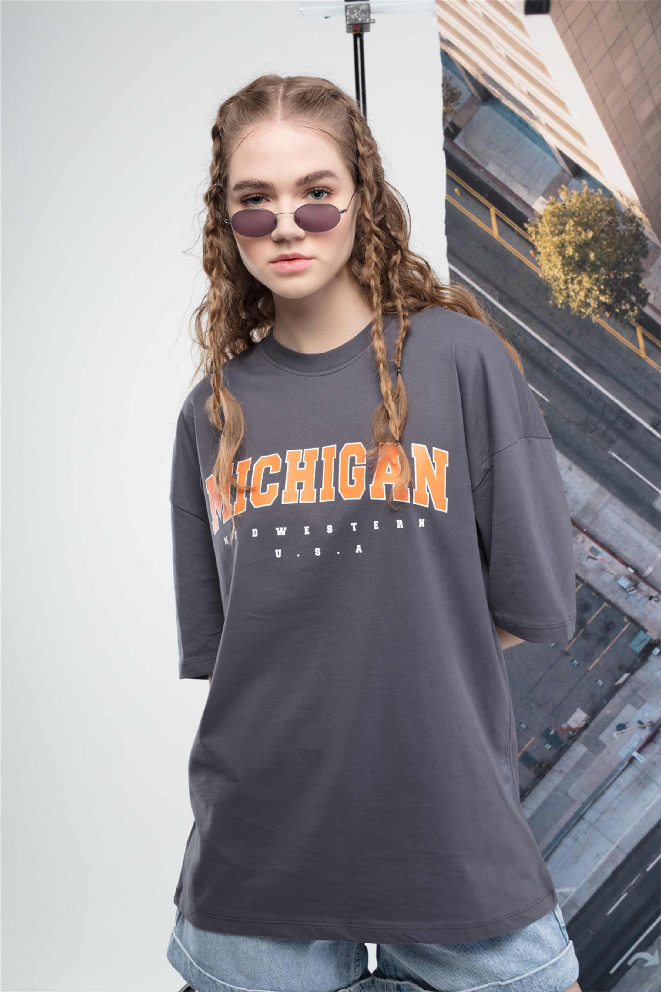 Trendiz Unisex Mıchıgan Tshirt Antrasit