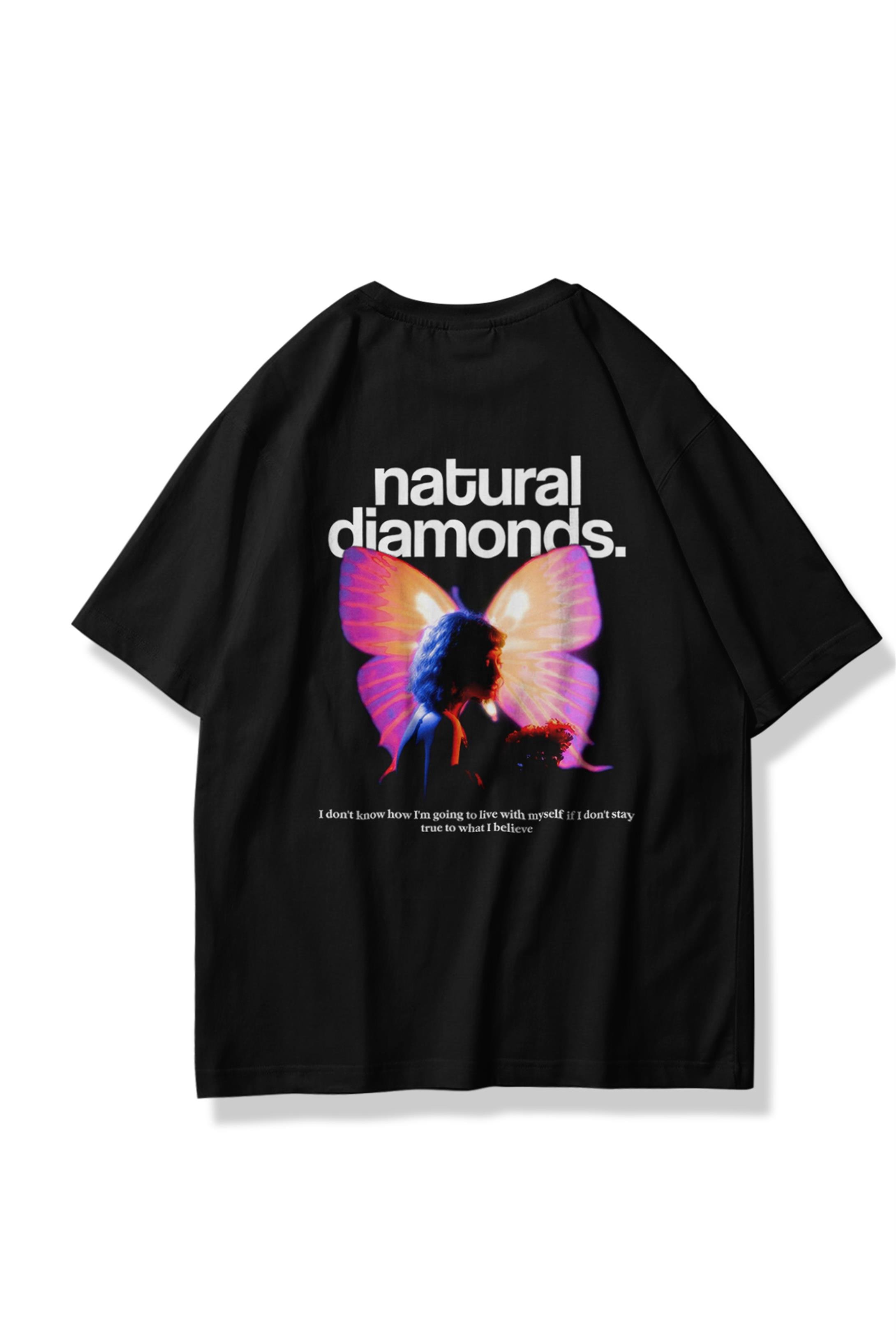 Trendiz Unisex Natural Diamonds Tshirt Siyah