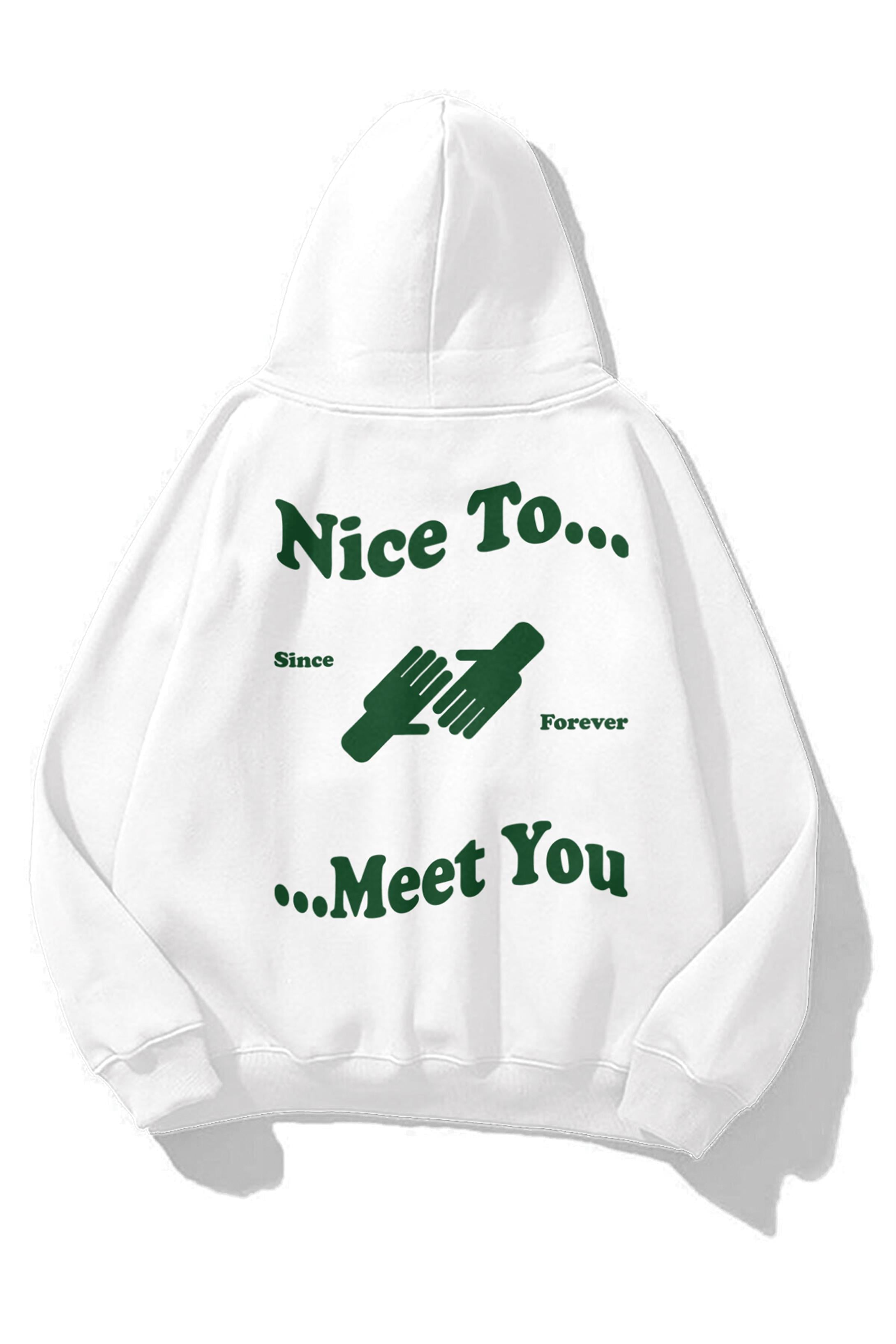 Trendiz Unisex Nice to Meet You Sweatshirt Beyaz