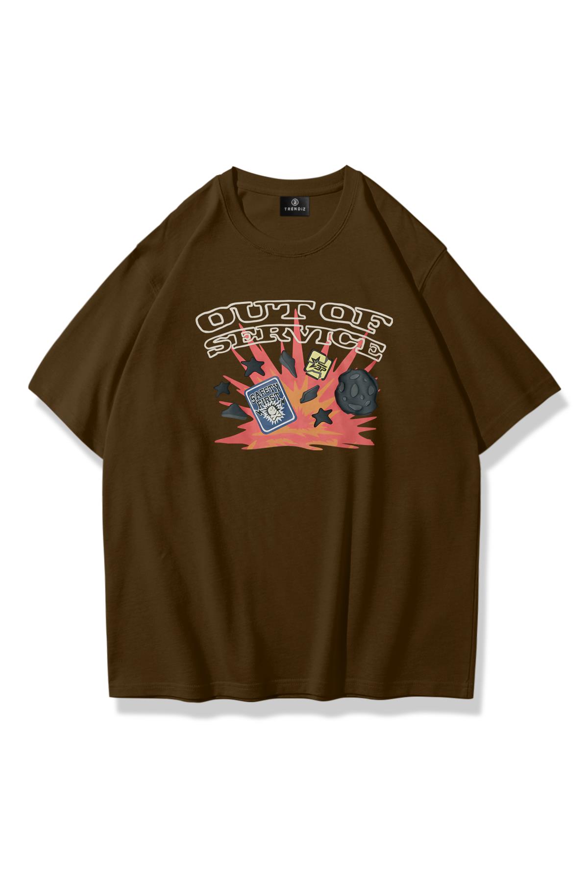 Trendiz Unisex Out of Service Tshirt Kahve