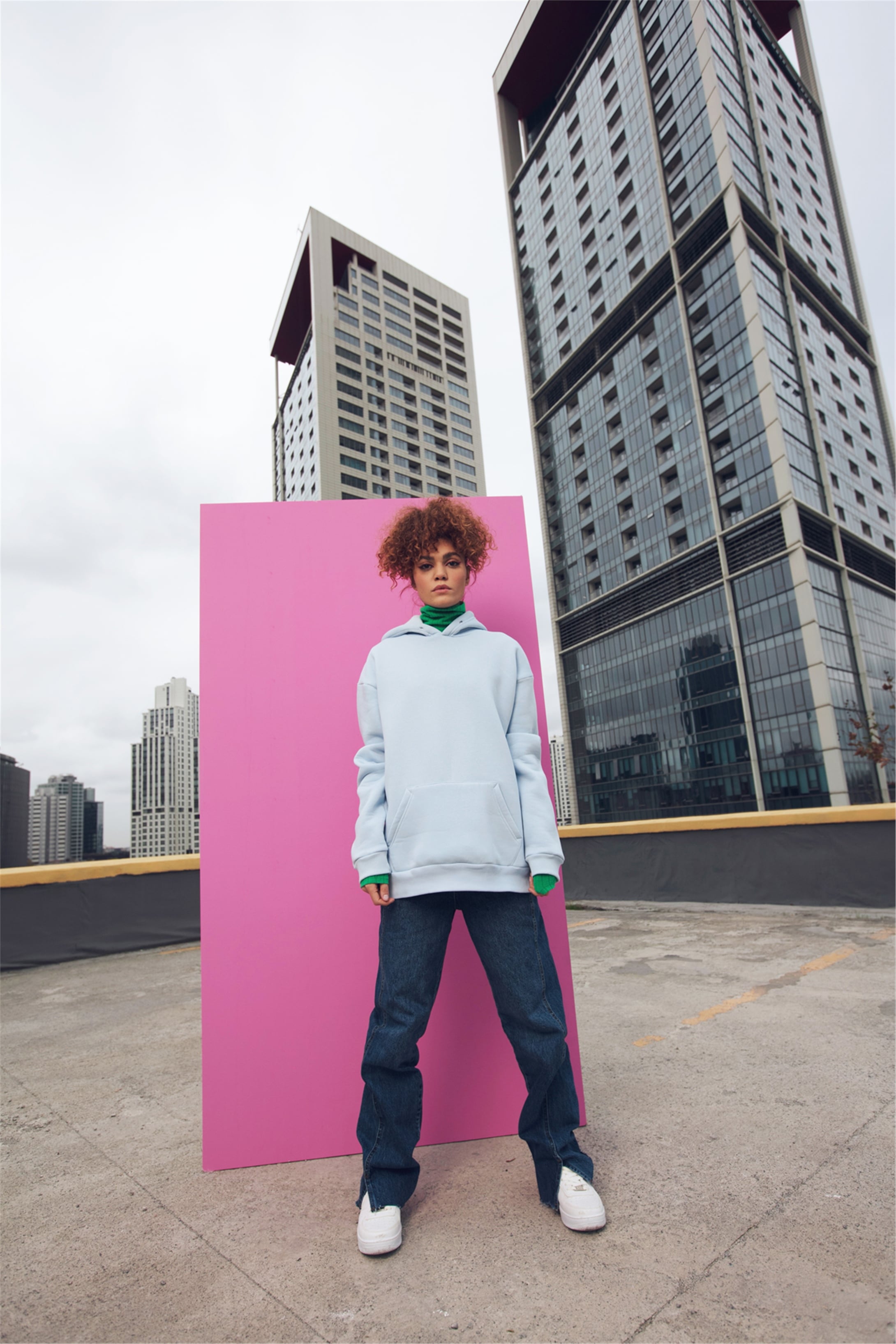 Trendiz Unisex Oversize Basic Sweatshirt Mavi