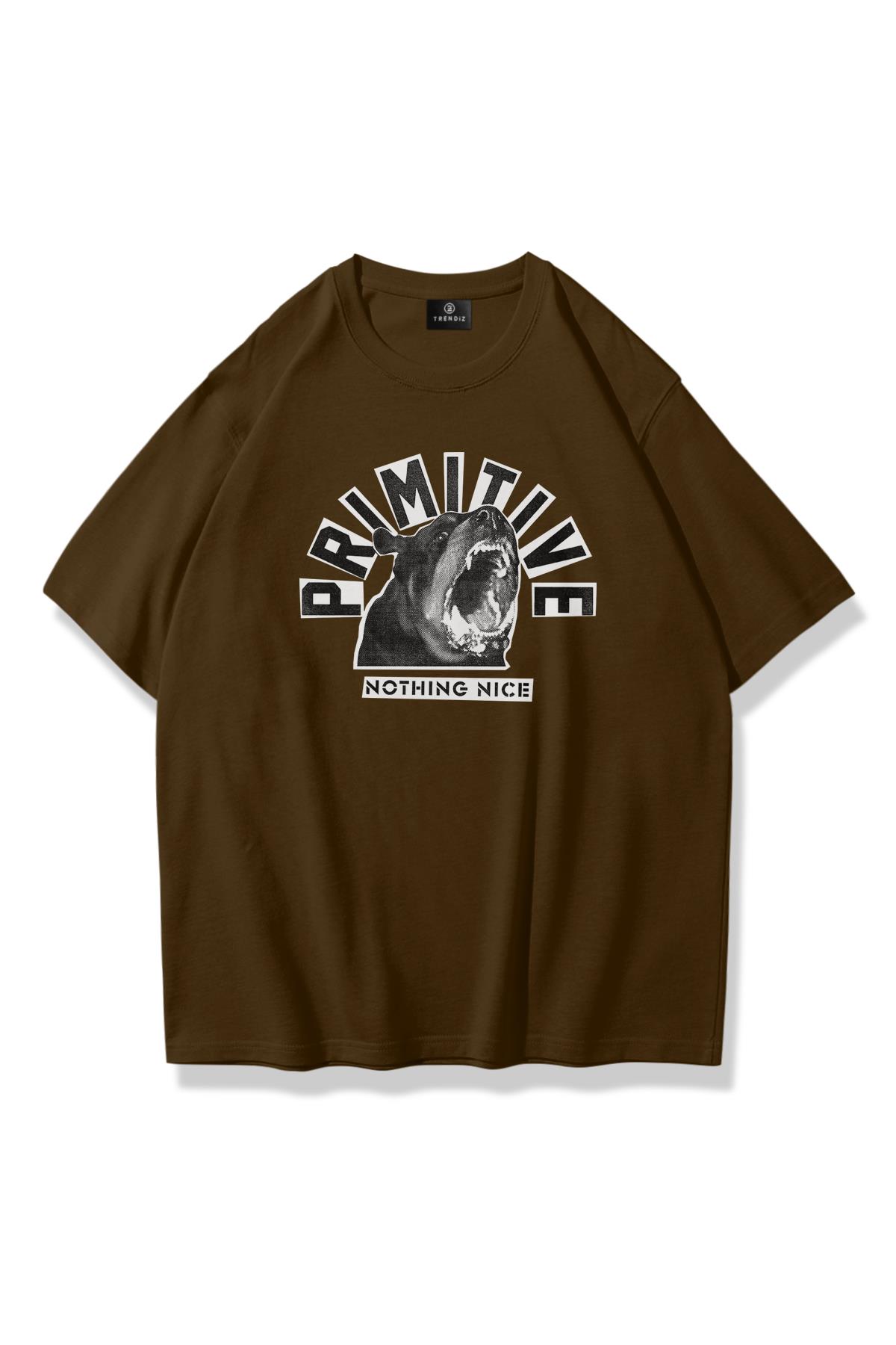 Trendiz Unisex Primivite Tshirt Kahve