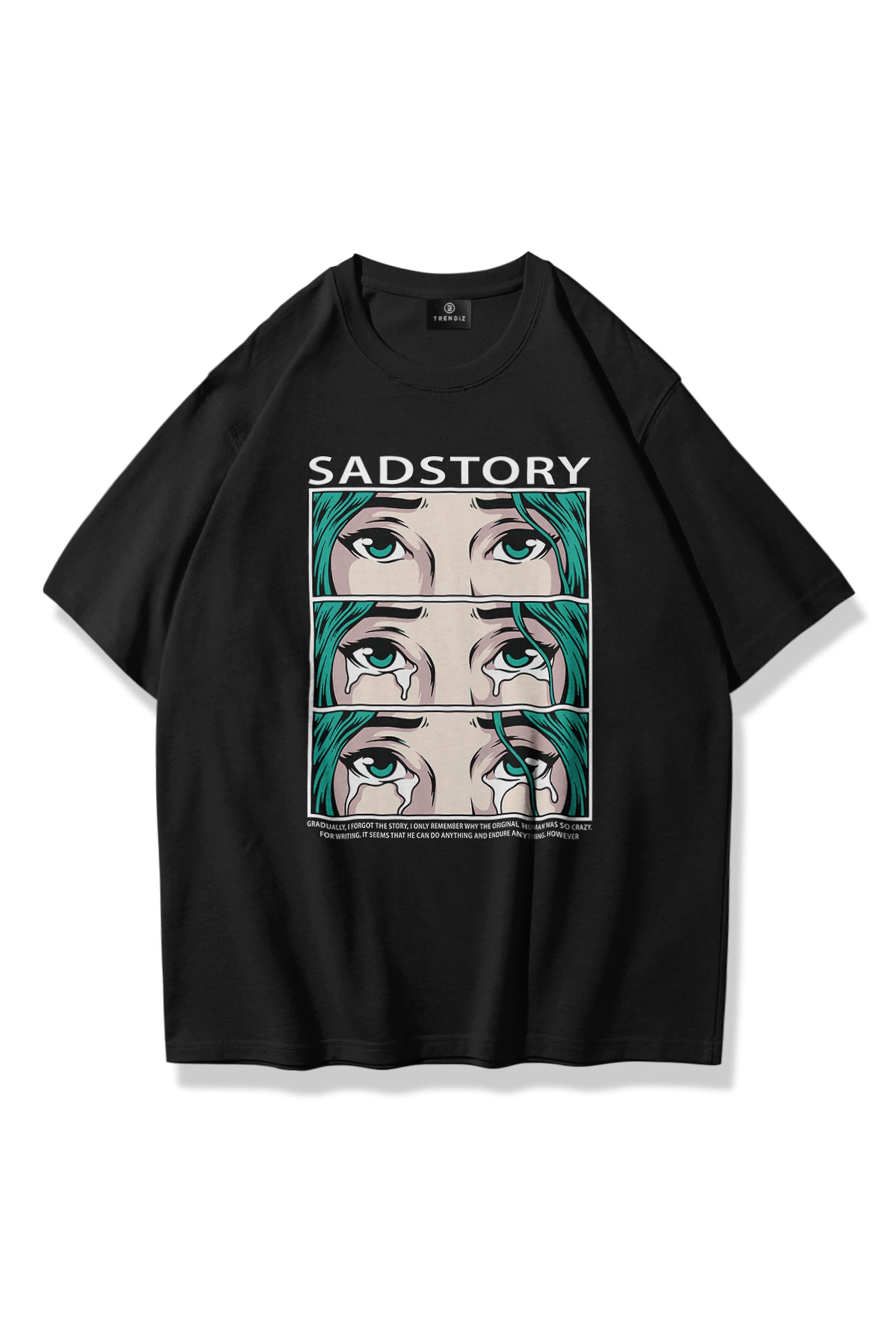 Trendiz Unisex Sad Story Tshirt Siyah