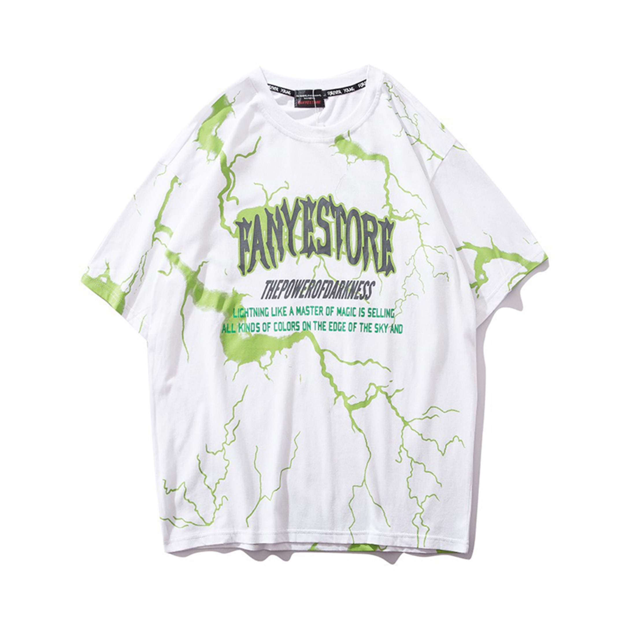 Trendiz Unisex Şimşek Neon Baskılı Tshirt Beyaz