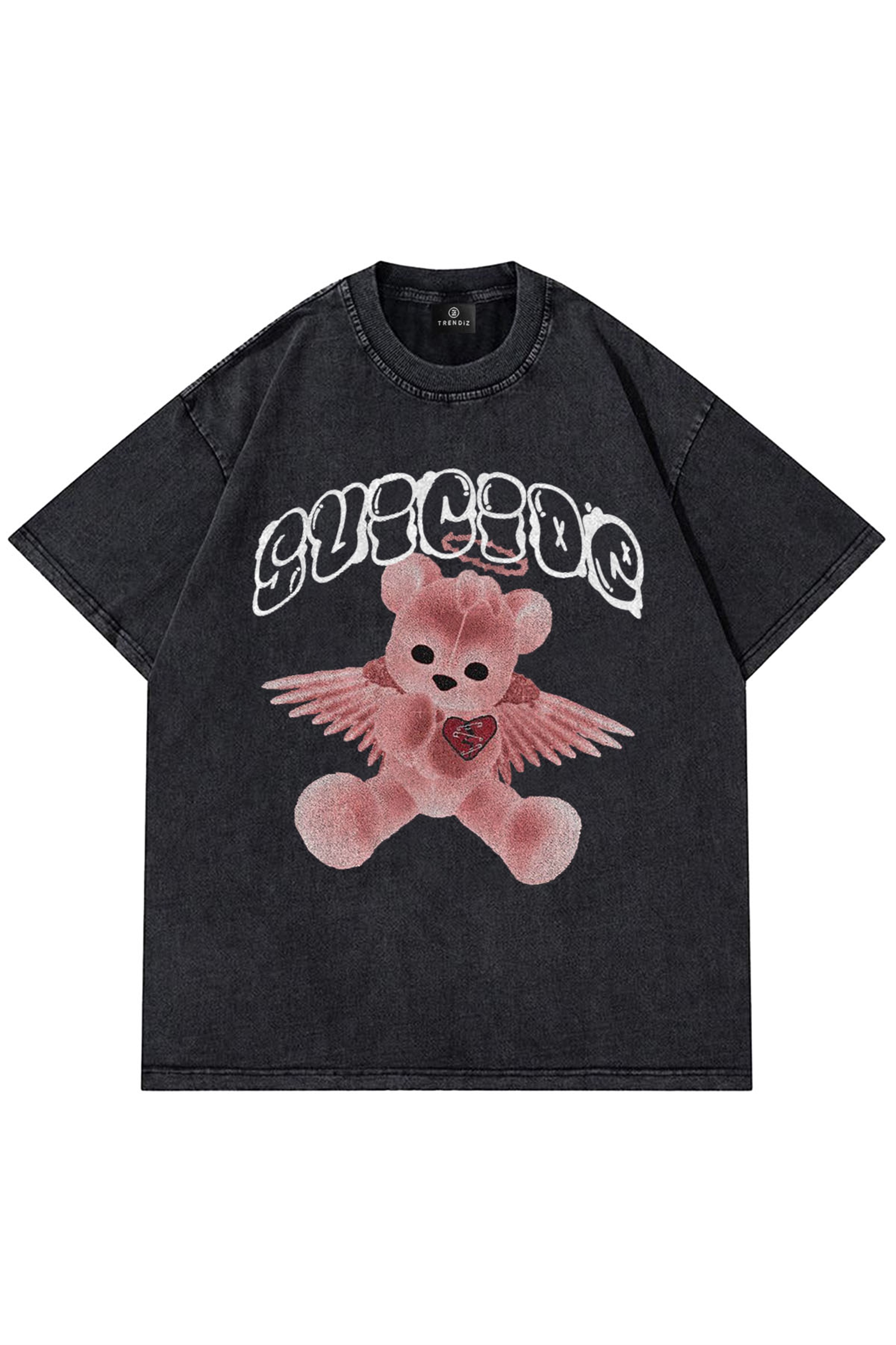 Trendiz Unisex Suicide Bear Yıkamalı Antasit Tshirt