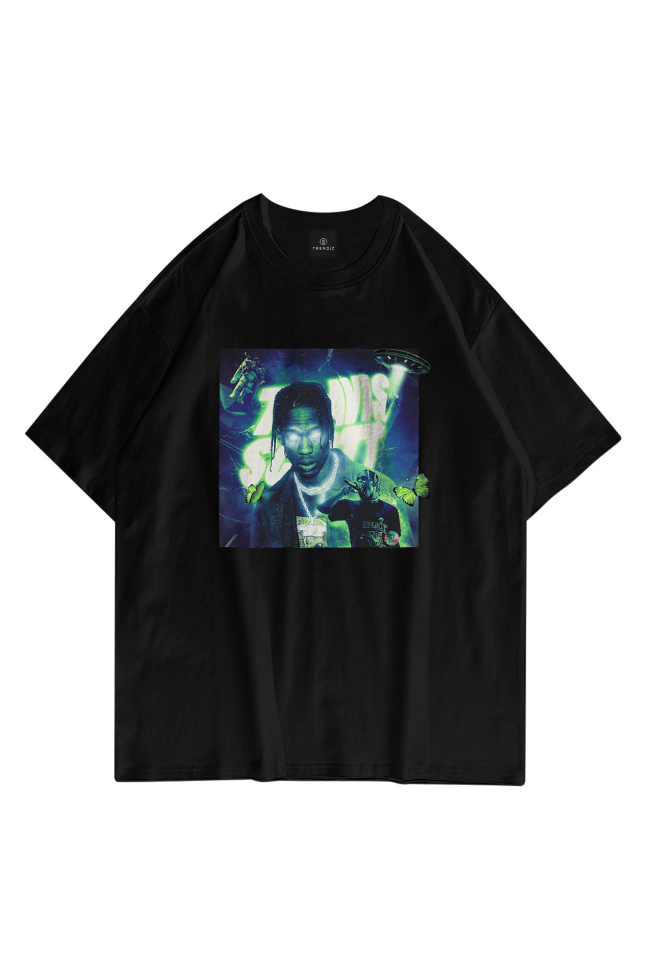 Trendiz Unisex Ufo Travis Scott Siyah Tshirt