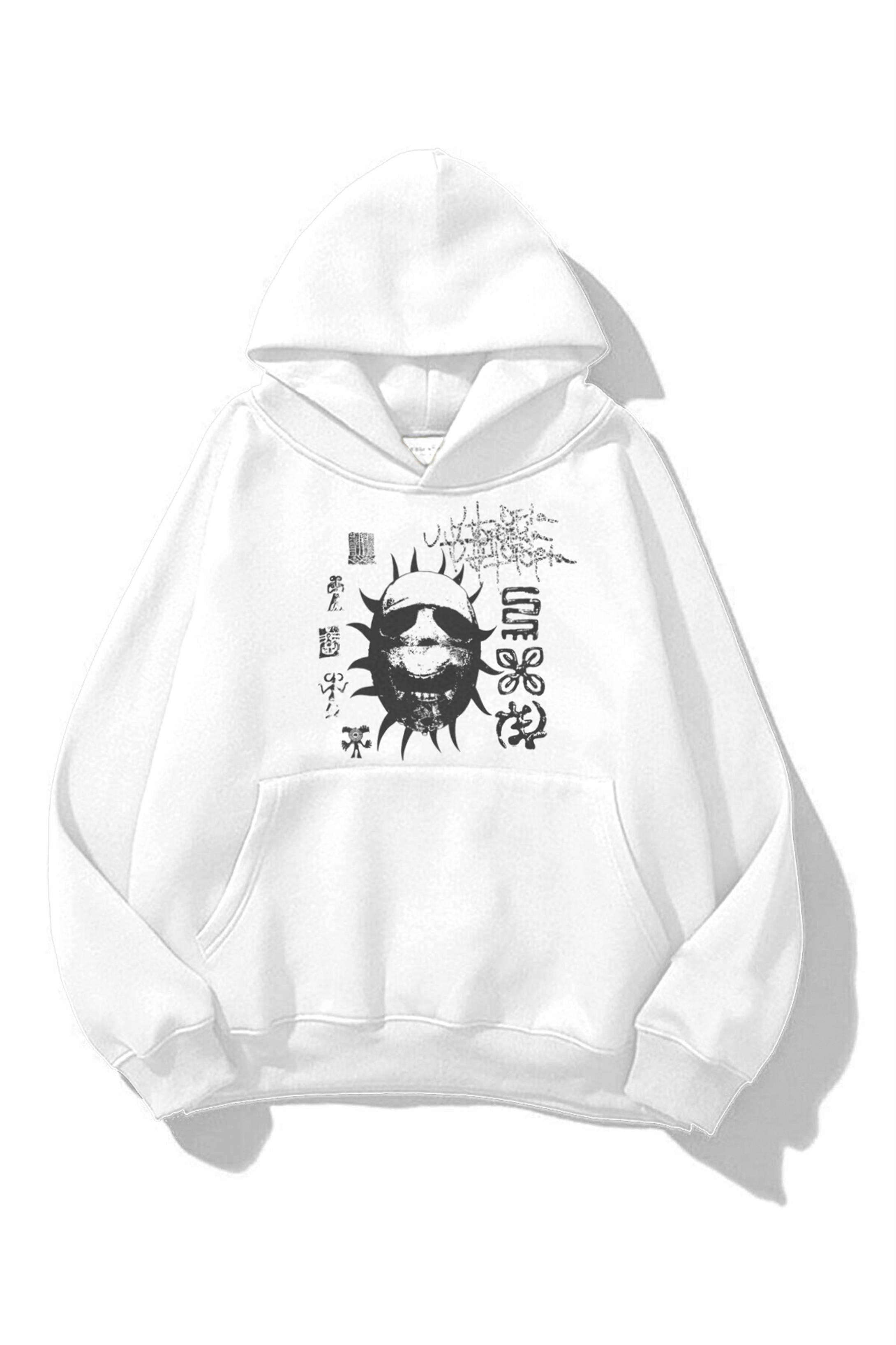 Trendiz Unisex Utopia Dark Mask Travis Scott Sweatshirt Beyaz