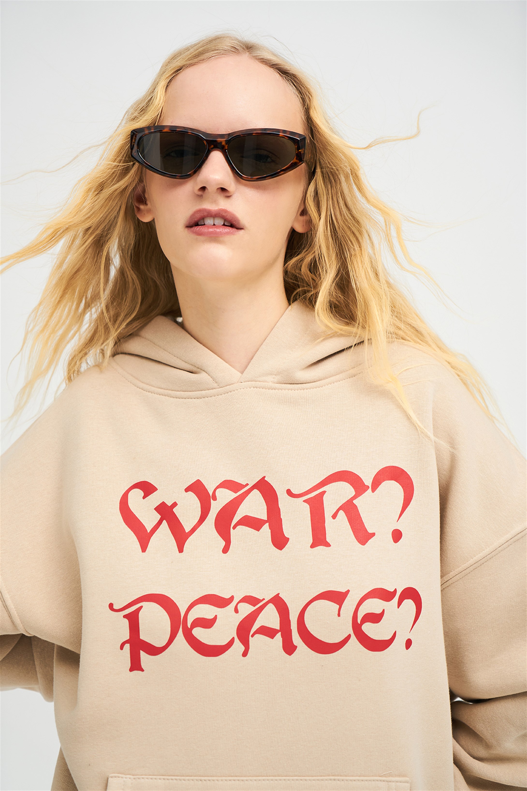 Trendiz Unisex War Peace Sweatshirt Hoodie Taş - Trendiz