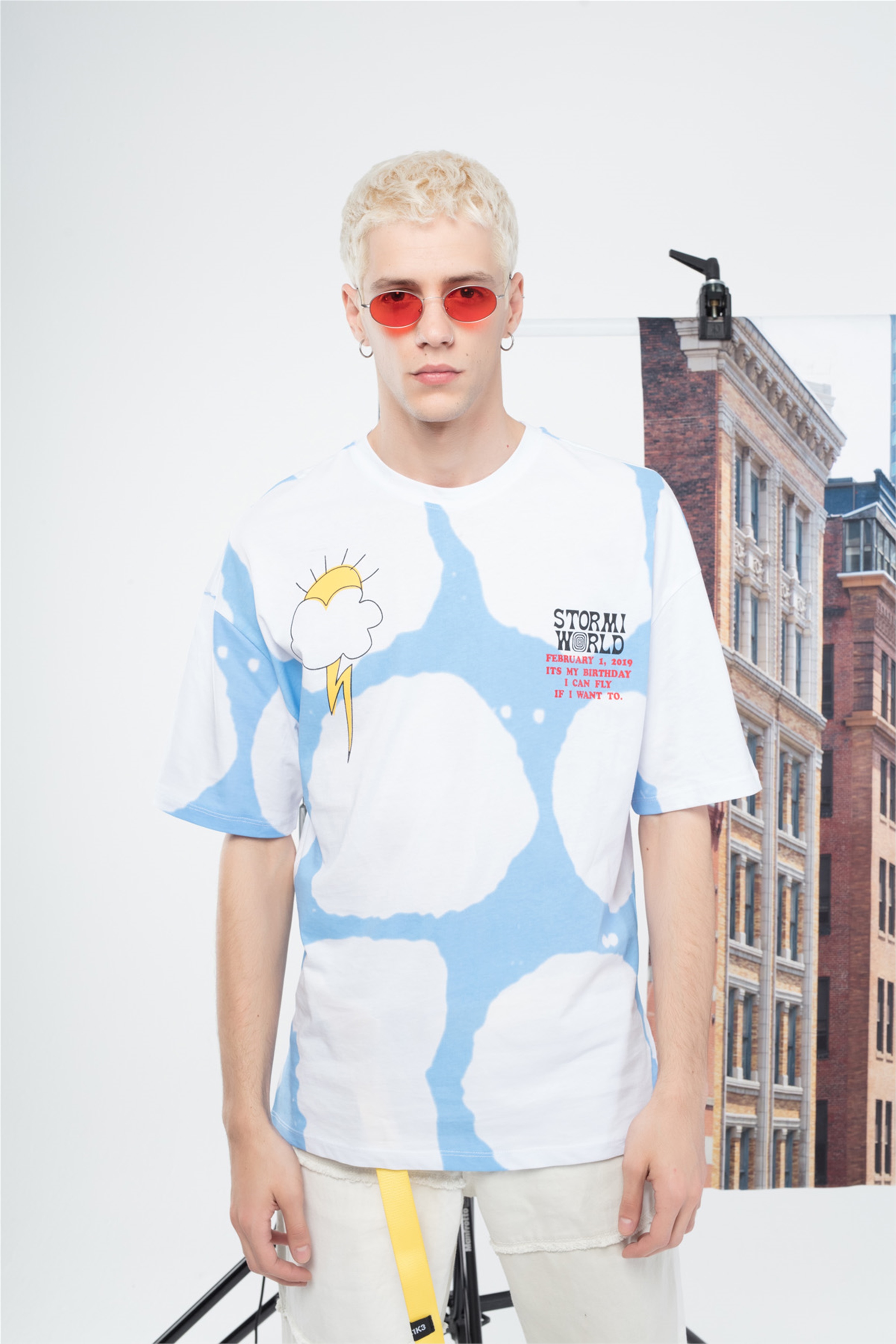 Trendiz Unisex Wishyou Tshirt Beyaz - Mavi