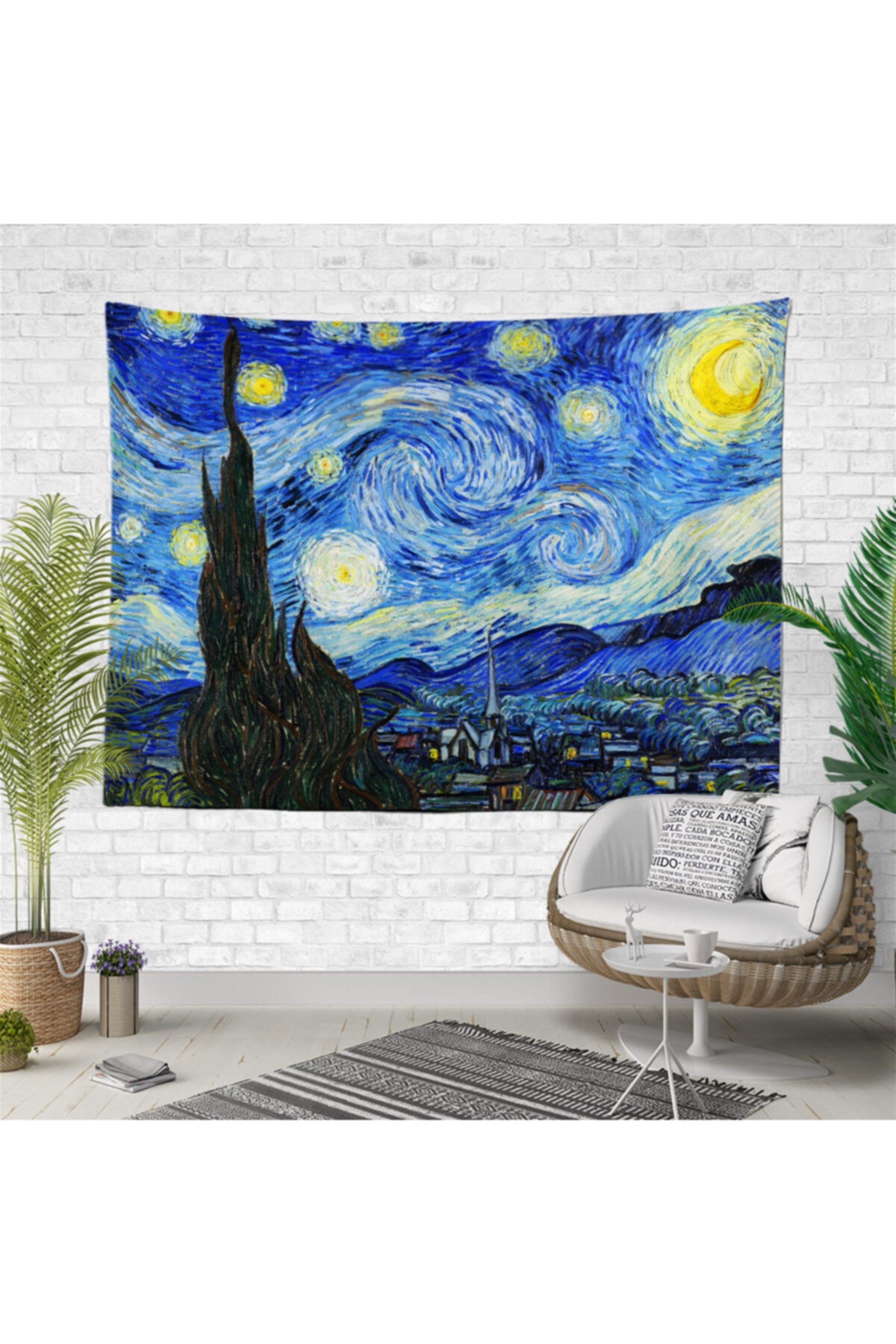 Trendiz Yıldızlı Gece Mavi Duvar Halısı 75x100 W20001