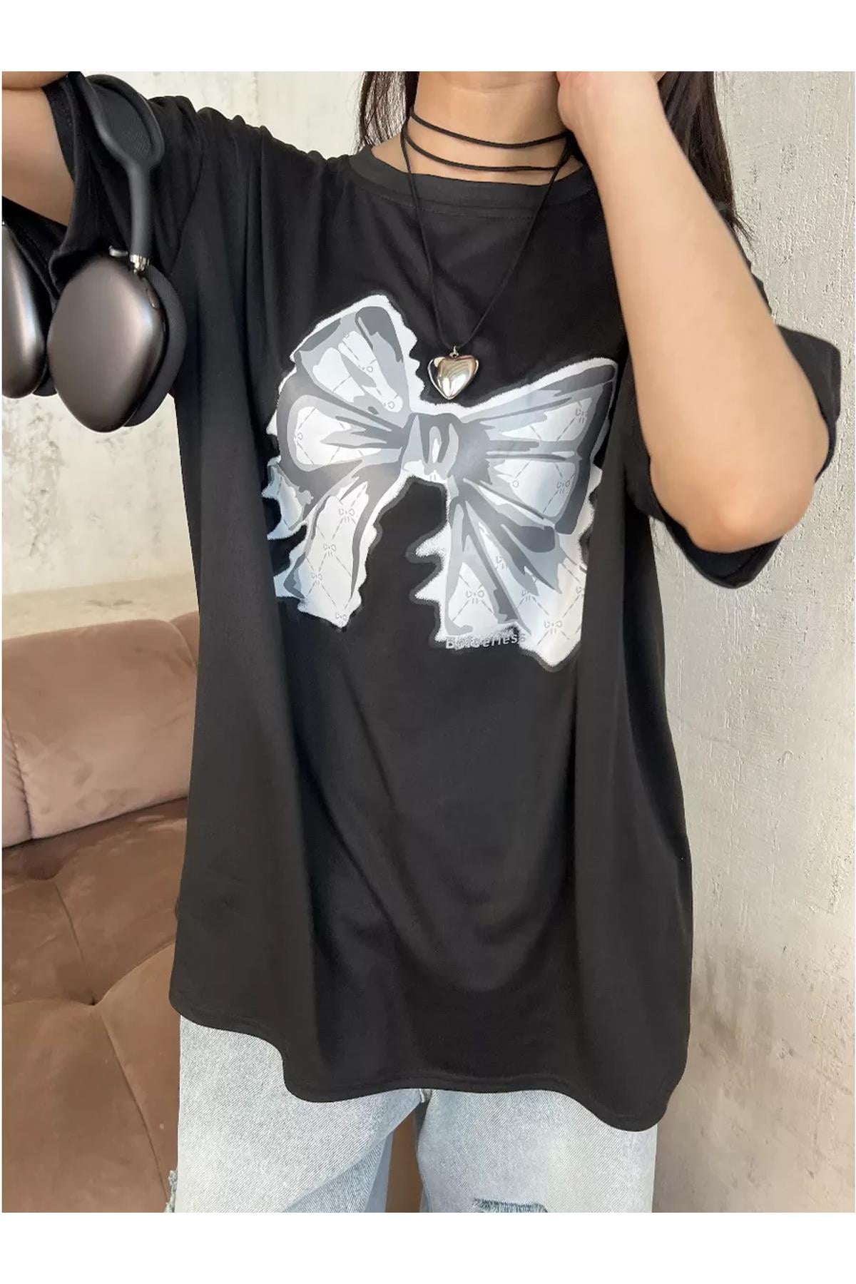 Unisex Bow Tie Tshirt Siyah