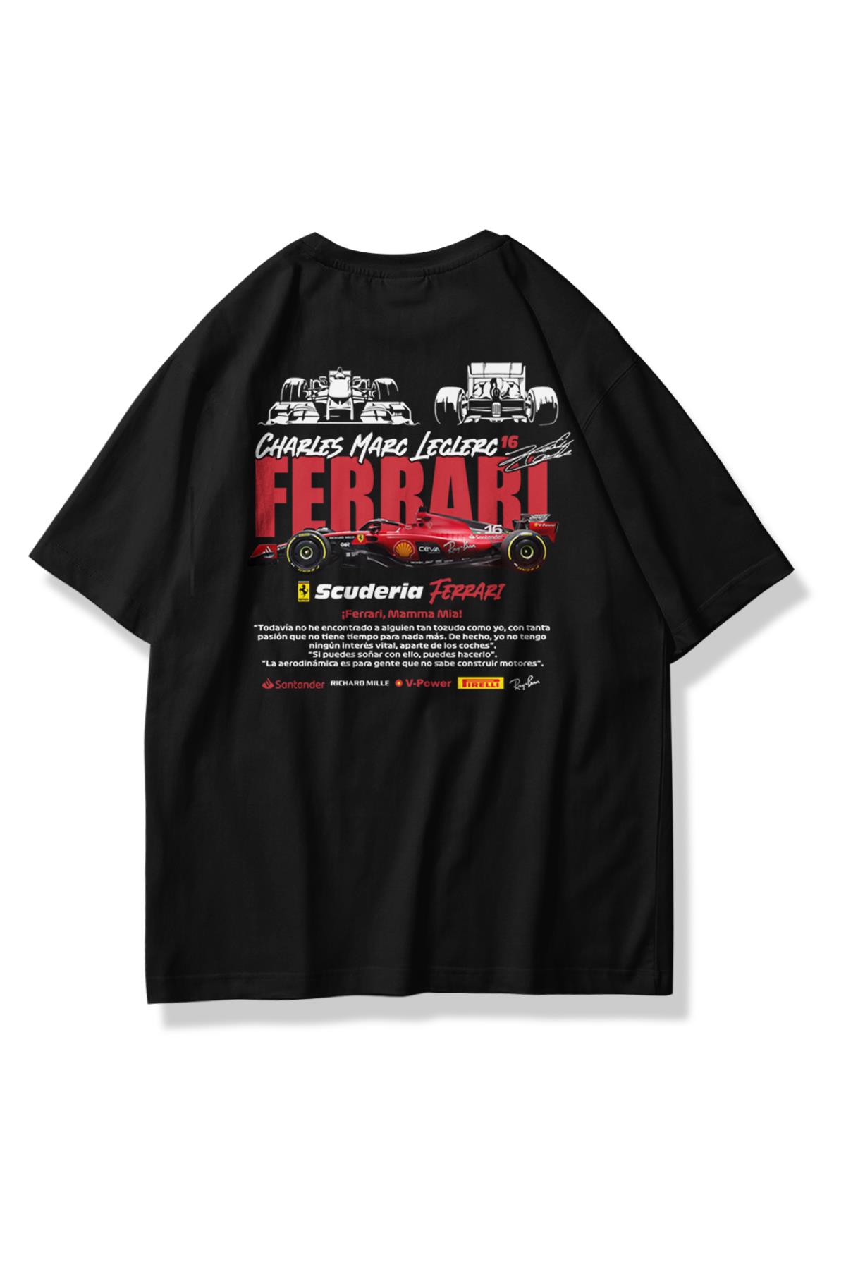 Unisex Ferrari Scuderia Tshirt Siyah