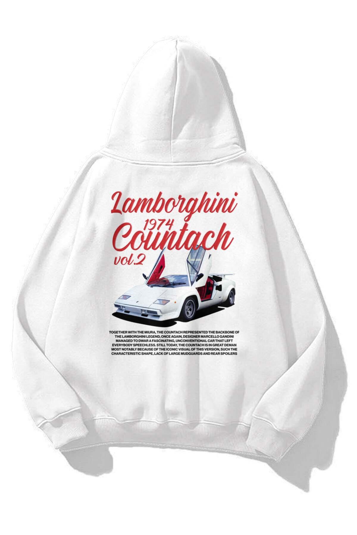 Unisex Lamborghini 1974 Countach Sweatshirt Beyaz