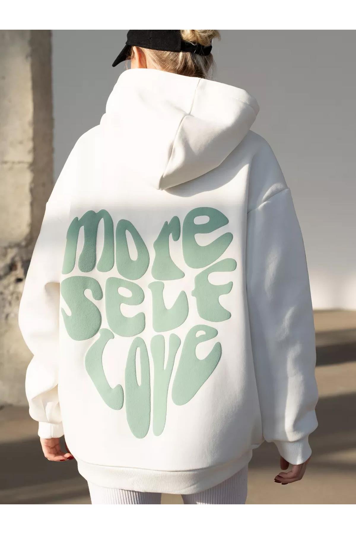 Unisex More Self Love Sweatshirt Beyaz