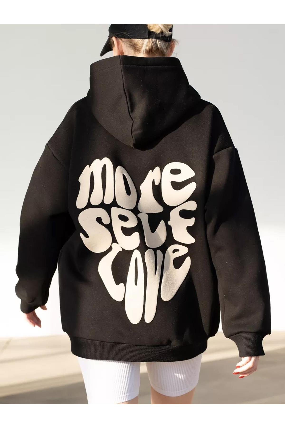 Unisex More Self Love Sweatshirt Siyah