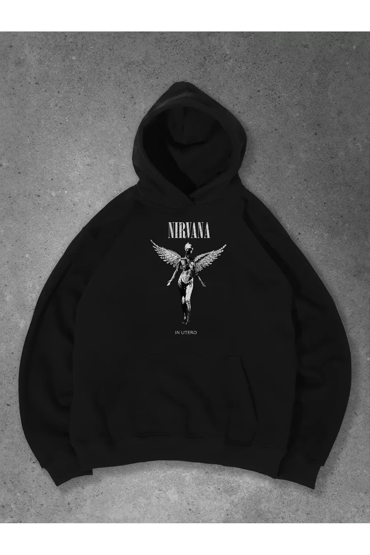 Unisex Nirvana in Utero Sweatshirt Siyah