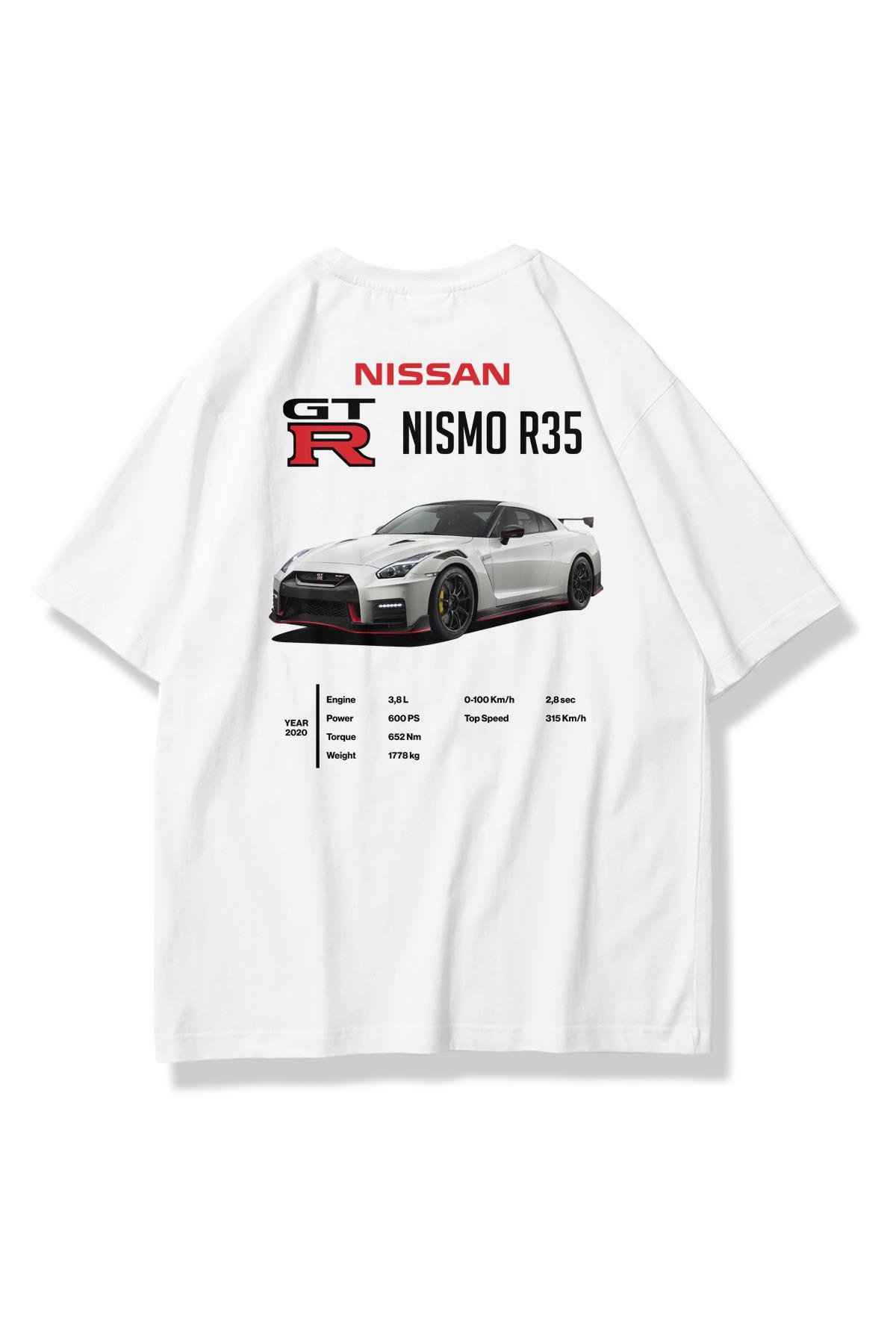 Unisex Nissan GTR R35 Tshirt Beyaz