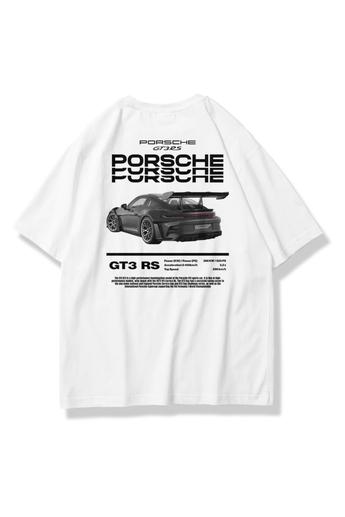 Unisex Porsche GT3 RS Tshirt Beyaz