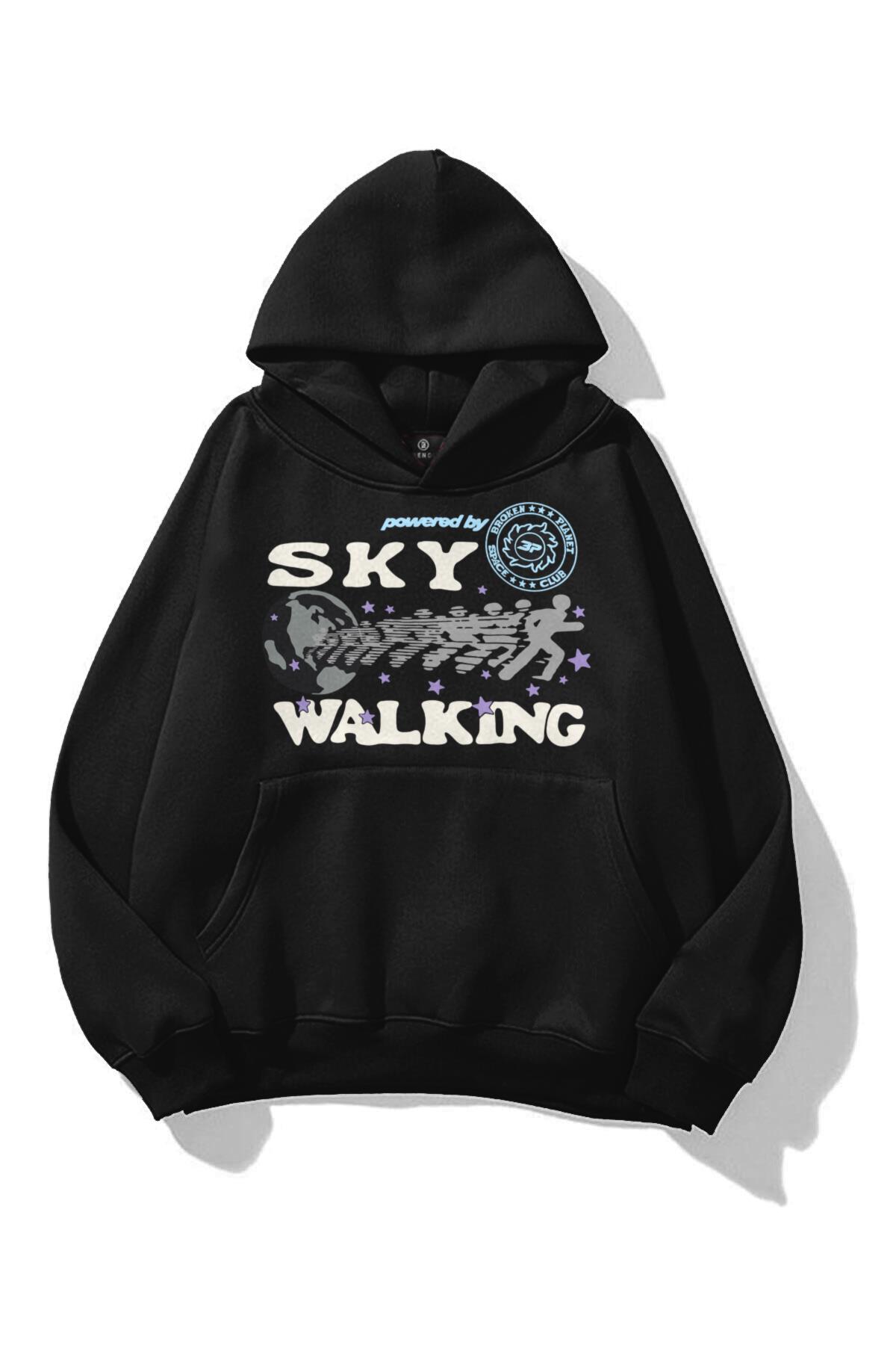 Unisex Sky Walking Sweatshirt Siyah