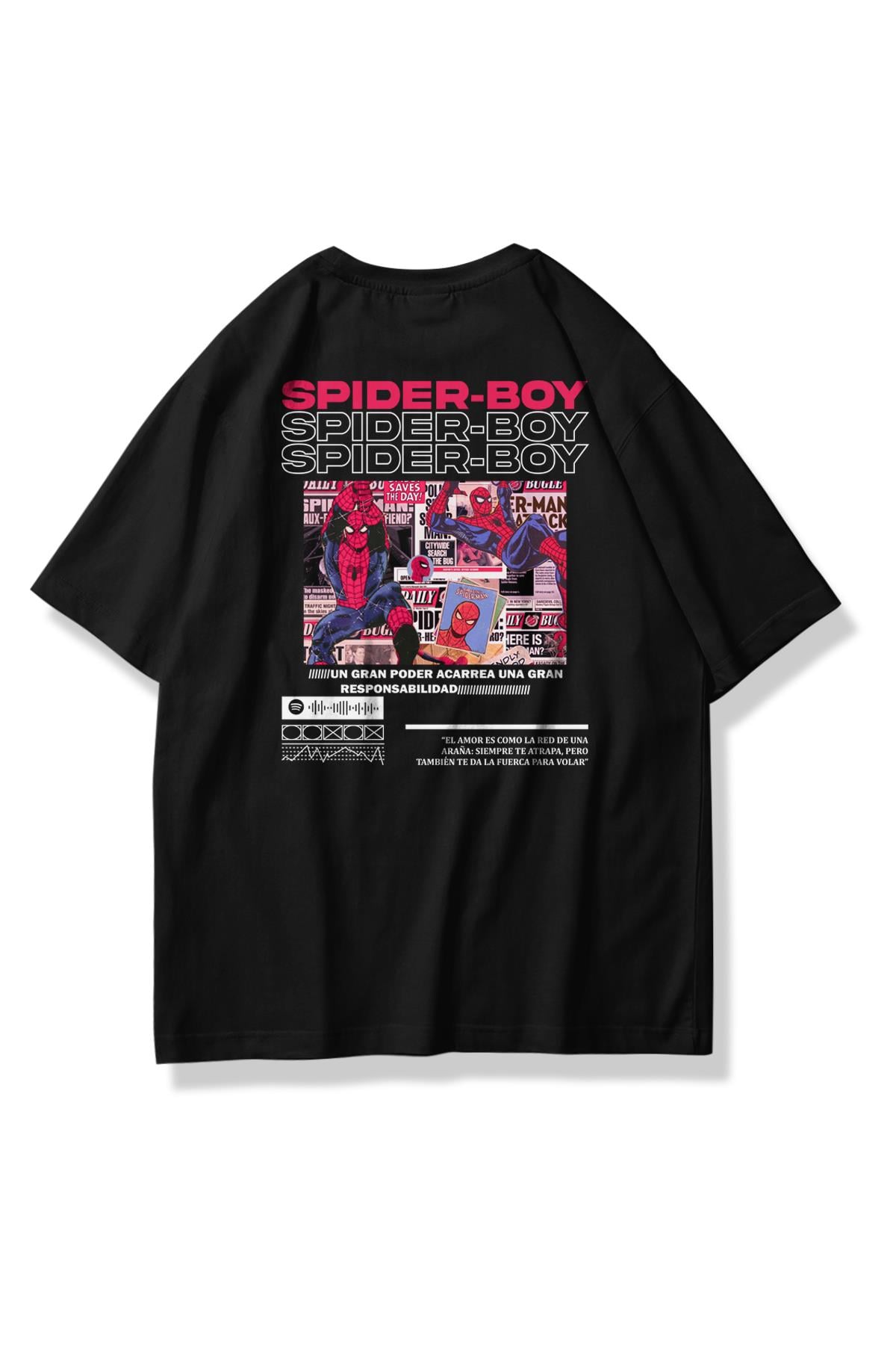 Unisex Spider Boy Tshirt Siyah
