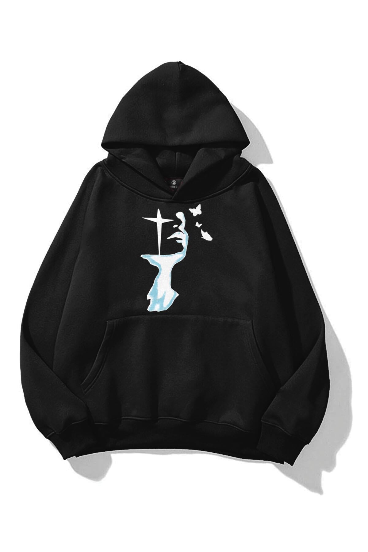 Unisex Tiny Butterfly Sweatshirt Siyah