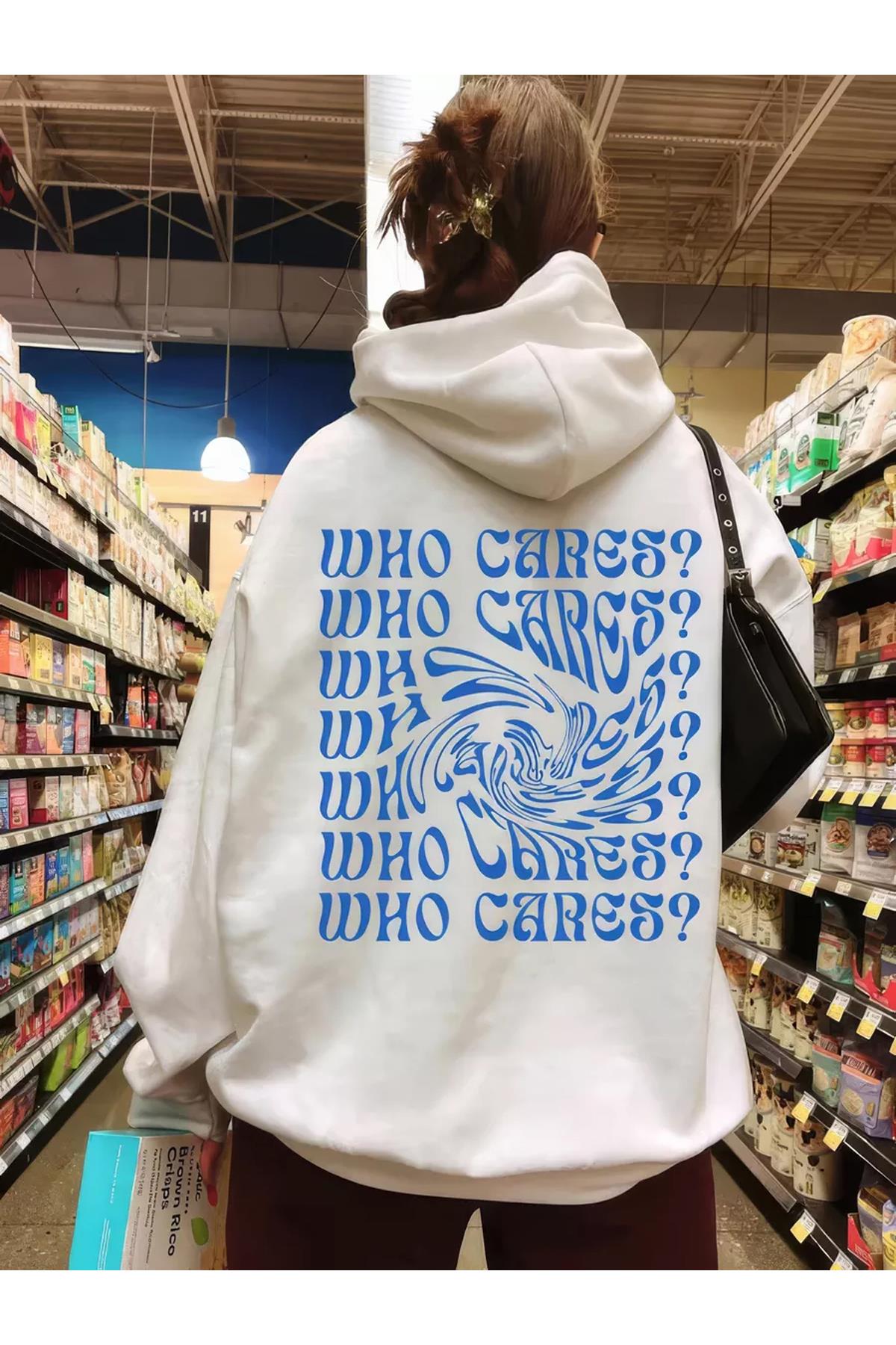 Unisex Who Cares? Sweatshirt Beyaz