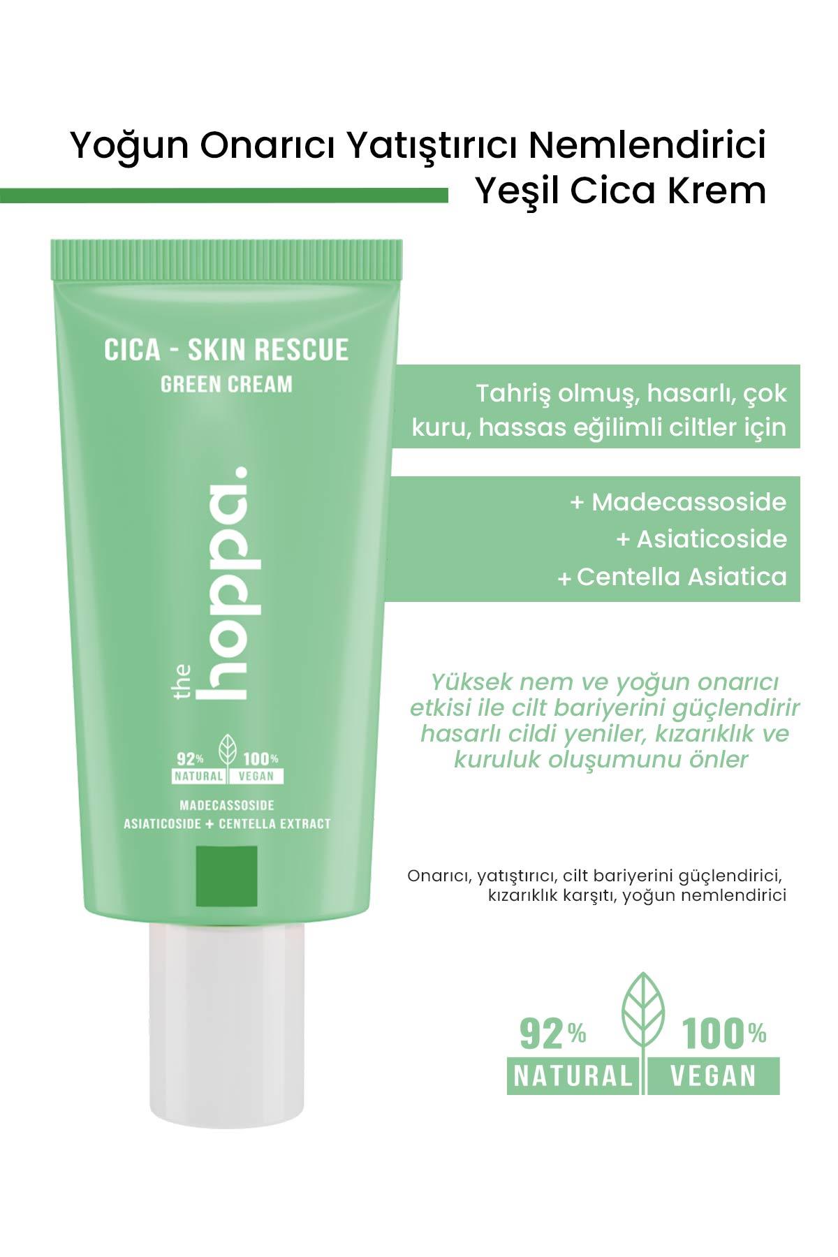 Yoğun Onarıcı, Yatıştırıcı Nemlendirici Yeşil Cica Krem Madecassoside + Asiaticoside + Centella Asiatica 50 ML