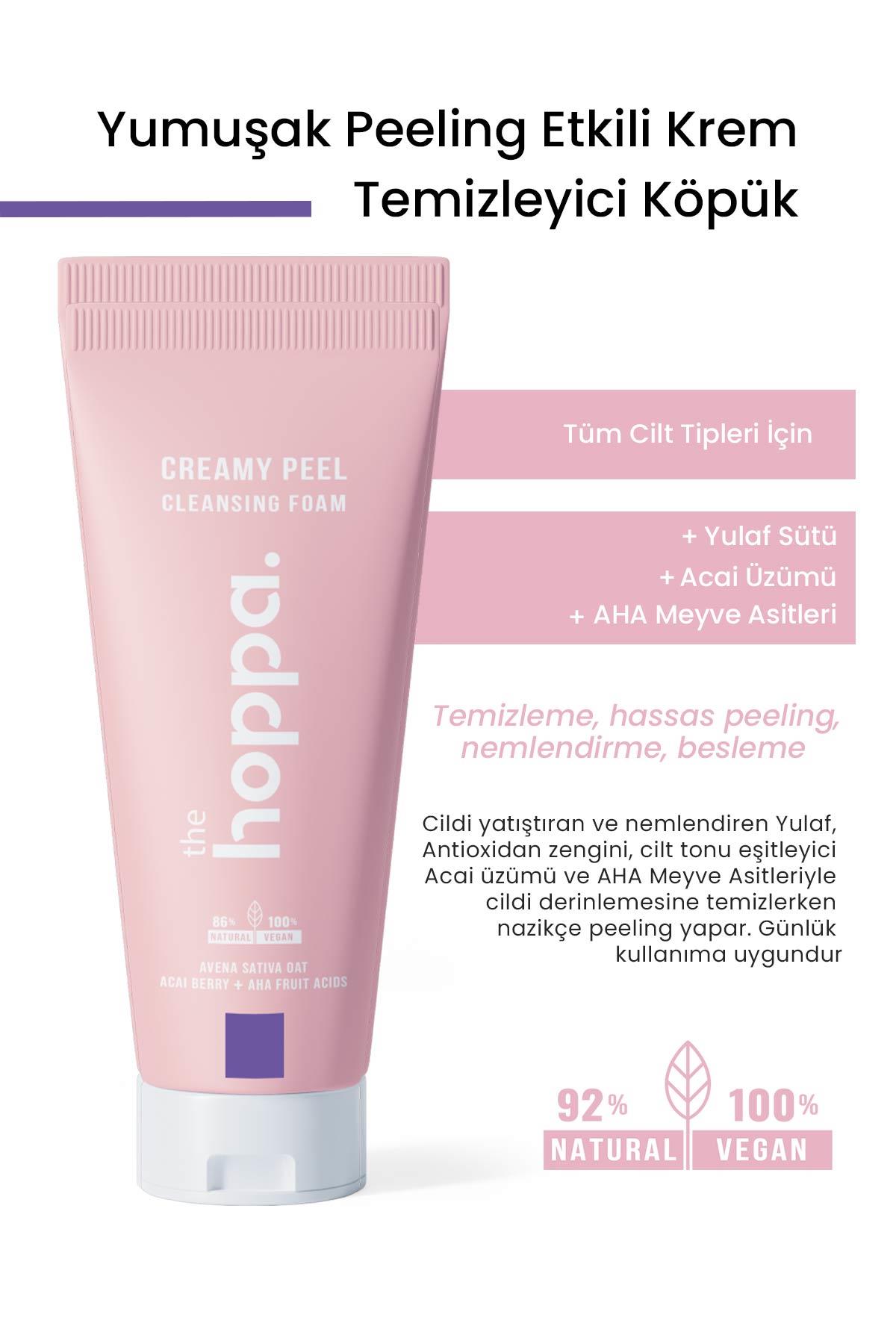 Yumuşak Peeling Etkili Krem Temizleyici Köpük Yulaf  Sütü +  Acai Üzümü +  AHA Meyve Asitleri 200 ML