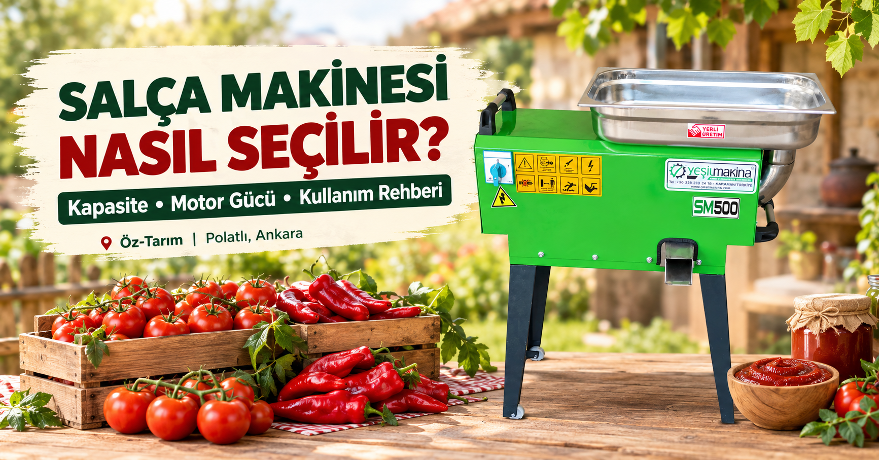 Yeşil Makine SM-500 elektrikli salça makinesi ve domates, salça makinesi nasıl seçilir rehberi