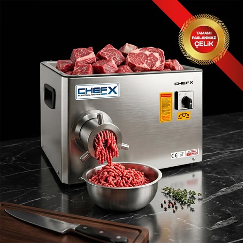 ChefX by Yeşil Makine Profesyonel Et Kıyma Makinesi 12 No 0,75 HP Paslanmaz Çelik