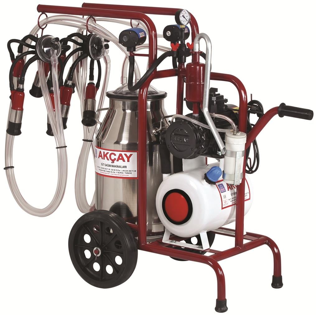 Akçay A2011 Çift Sağım Tek Güğüm Süt Sağım Makinesi 40 Litre (Yağlı)