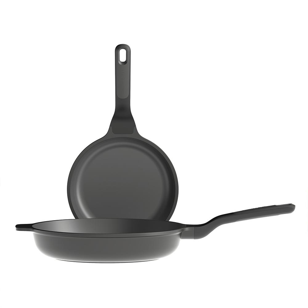 BergHOFF LEO STONE Yapışmaz Alüminyum Döküm 2 li Kızartma Tavası Seti ( 24 cm+28 cm)