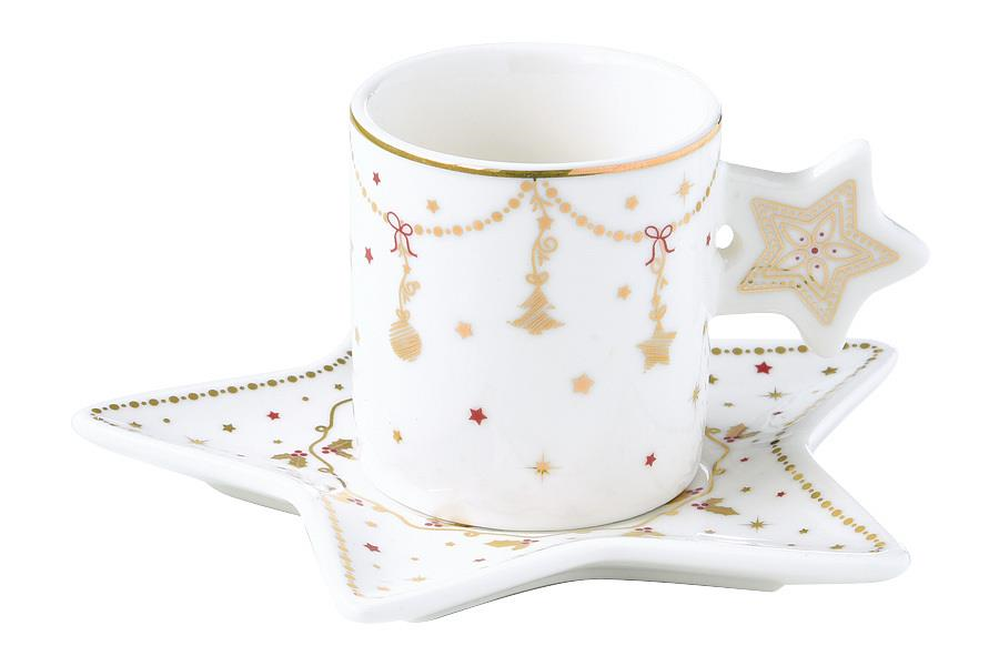 Easy Life Christmas Lights 2'li Porselen Kahve Fincanı 80 ml & Tabağı