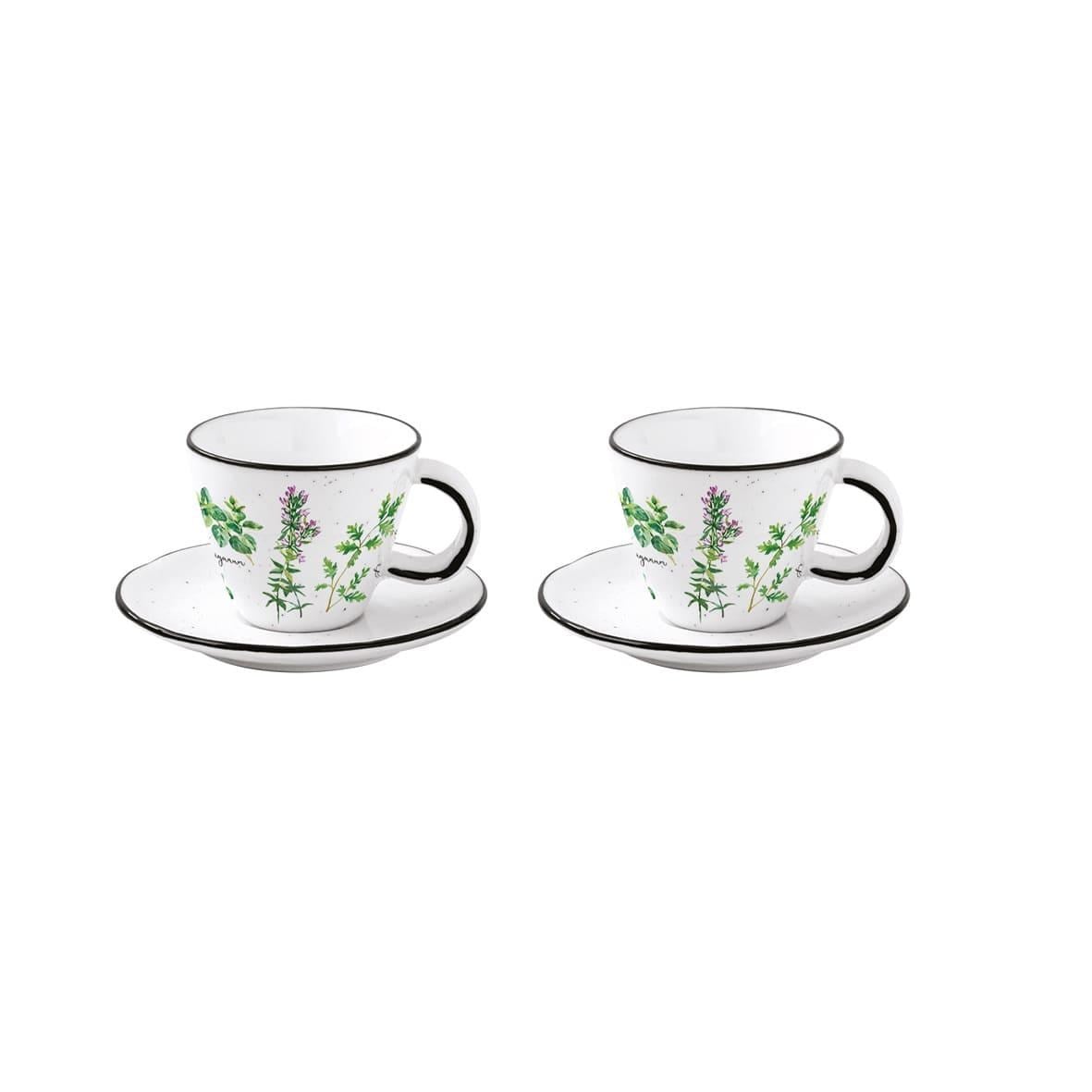 Easy Life Herbarium 2'li Porselen Kahve Fincan 120 ml ve Tabağı Seti