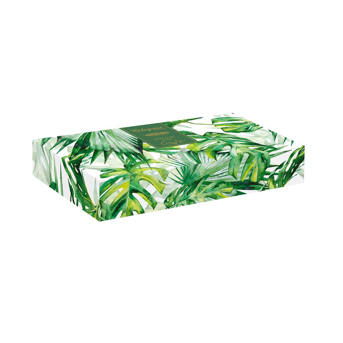 Easy Life Madagascar Porselen Kase 26cm x 11,5cm Tropikal Yaprak Şekli Beyaz