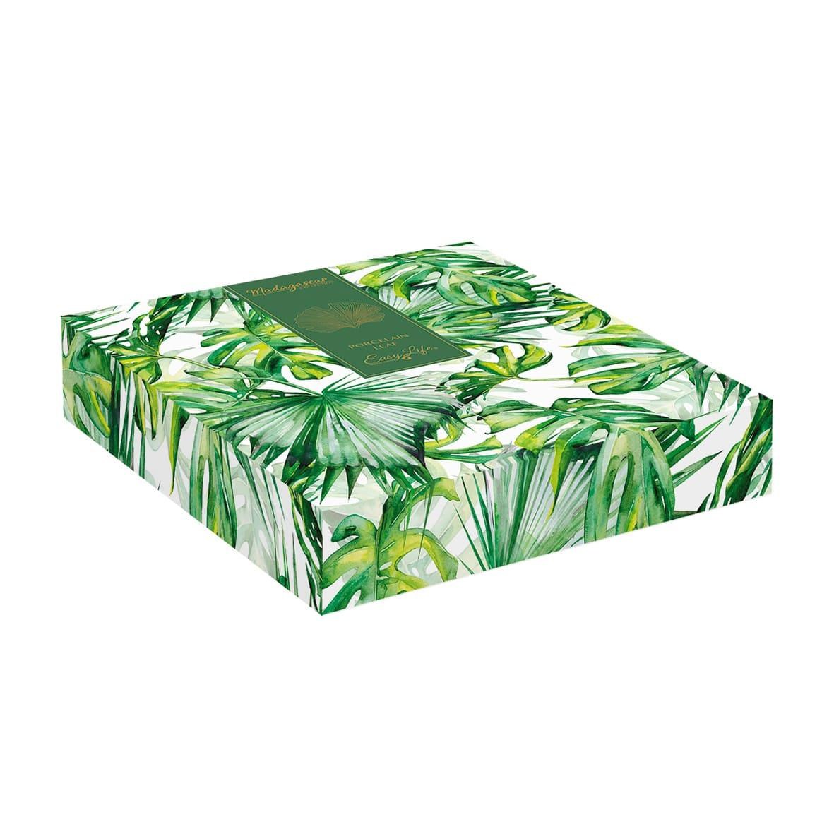 Easy Life Madagascar Porselen Servis Tabağı 35cm x 29cm Ginkgo Yaprağı Şekli Beyaz