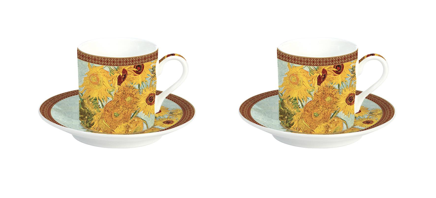 Easy Life MasterPiece 2'li Türk Kahvesi Fincan Takımı 75 ml. Vase With Twelve Sunflowers