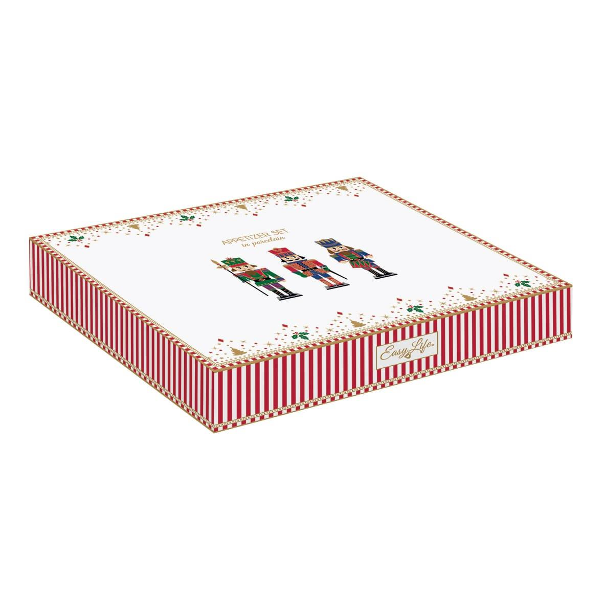 Easy Life Nutcracker Meze Seti Bambu Tepsili 25.5cm x 21cm 3 Porselen Kaseli