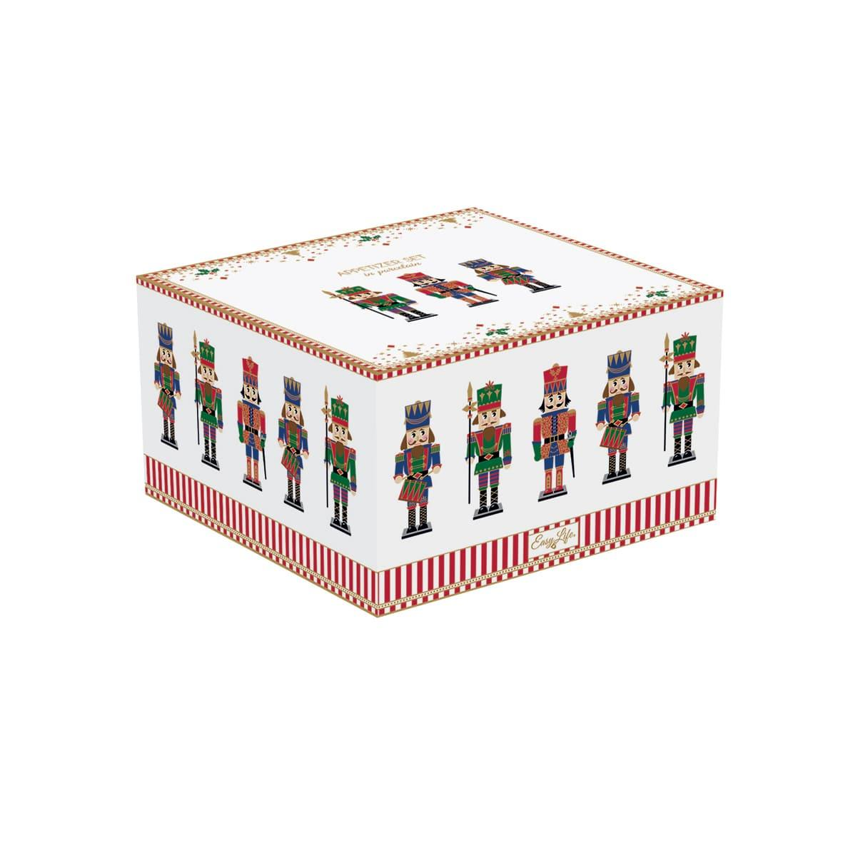 Easy Life Nutcracker Meze Seti Bambu Tepsili 20.5cm x 17cm 3 Porselen Kaseli