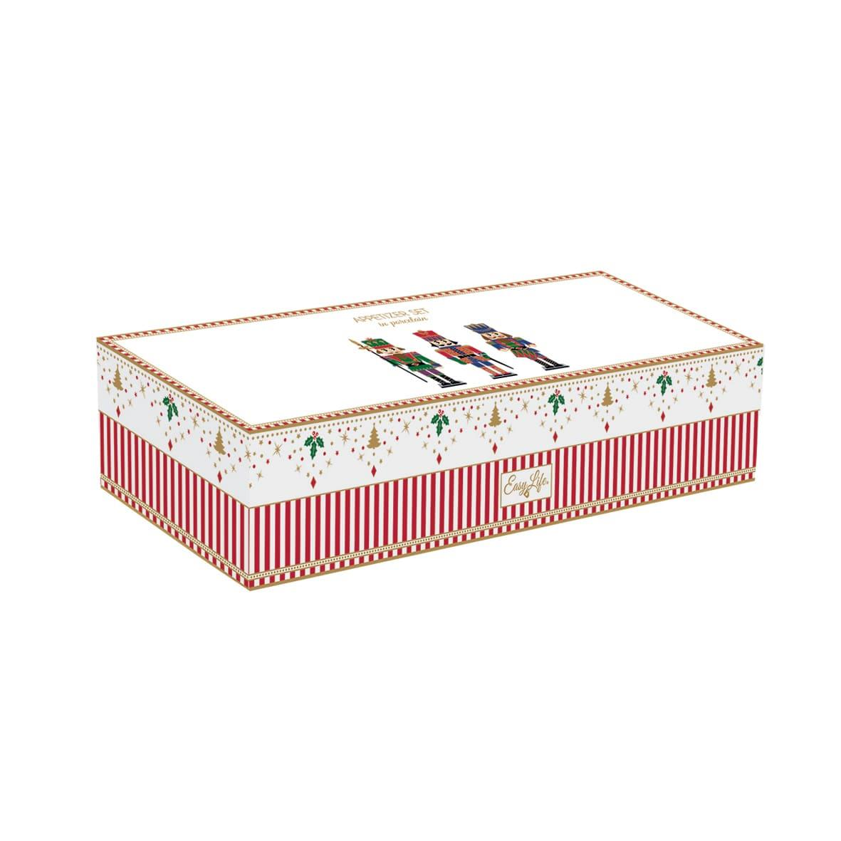 Easy Life Nutcracker Meze Seti Bambu Tepsili 34cm x 12cm 3 Porselen Kaseli
