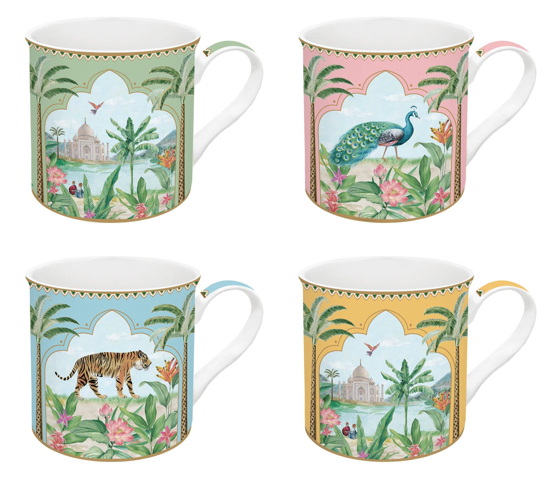 Easy Life Paradise Sauvage Fine China Porselen 4'lü Kulplu Bardak 300 ml