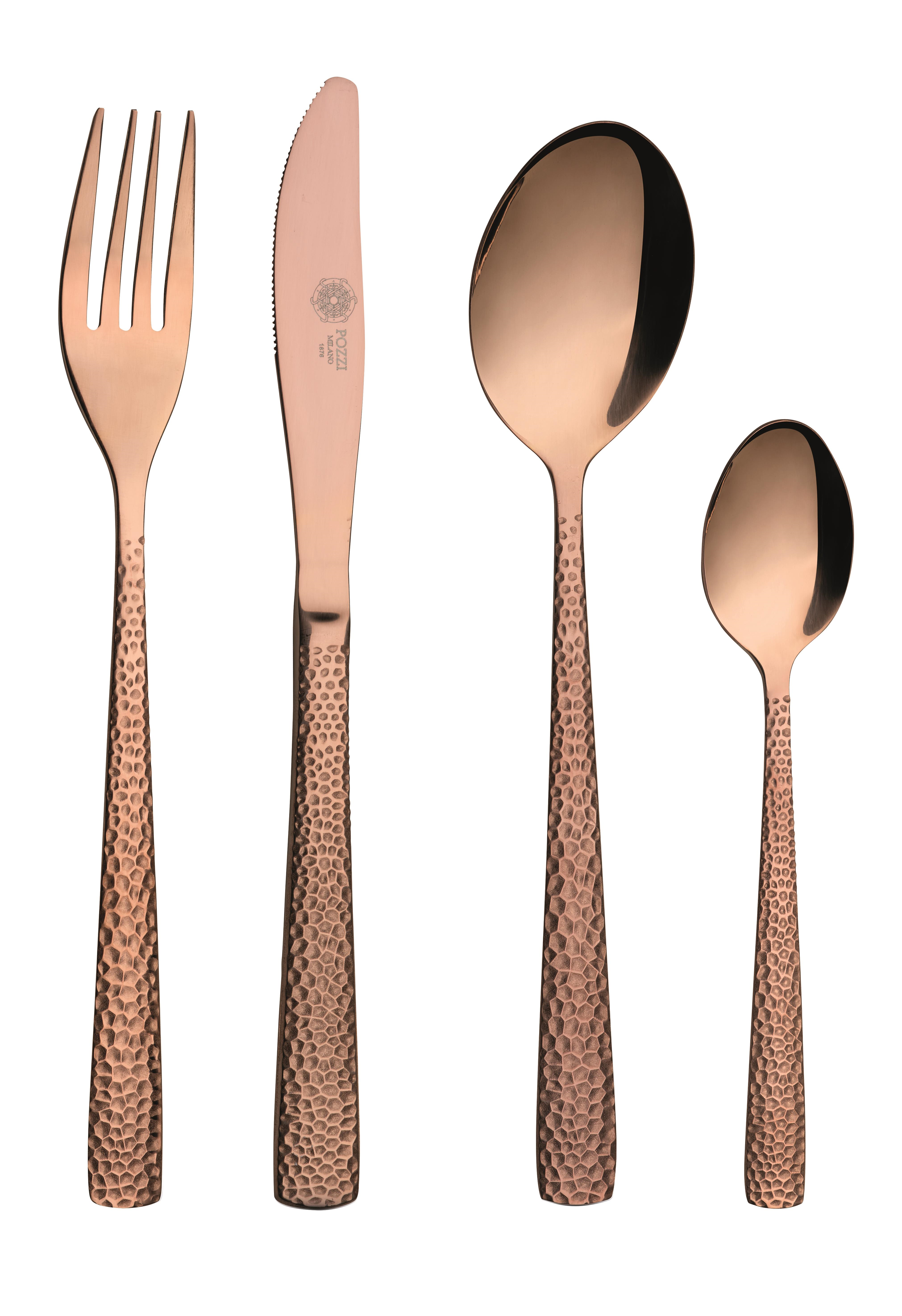 Pozzi Milano Essentials 24 Parça Çatal Bıçak Takımı Bronz Dövme - PM0113 BZ