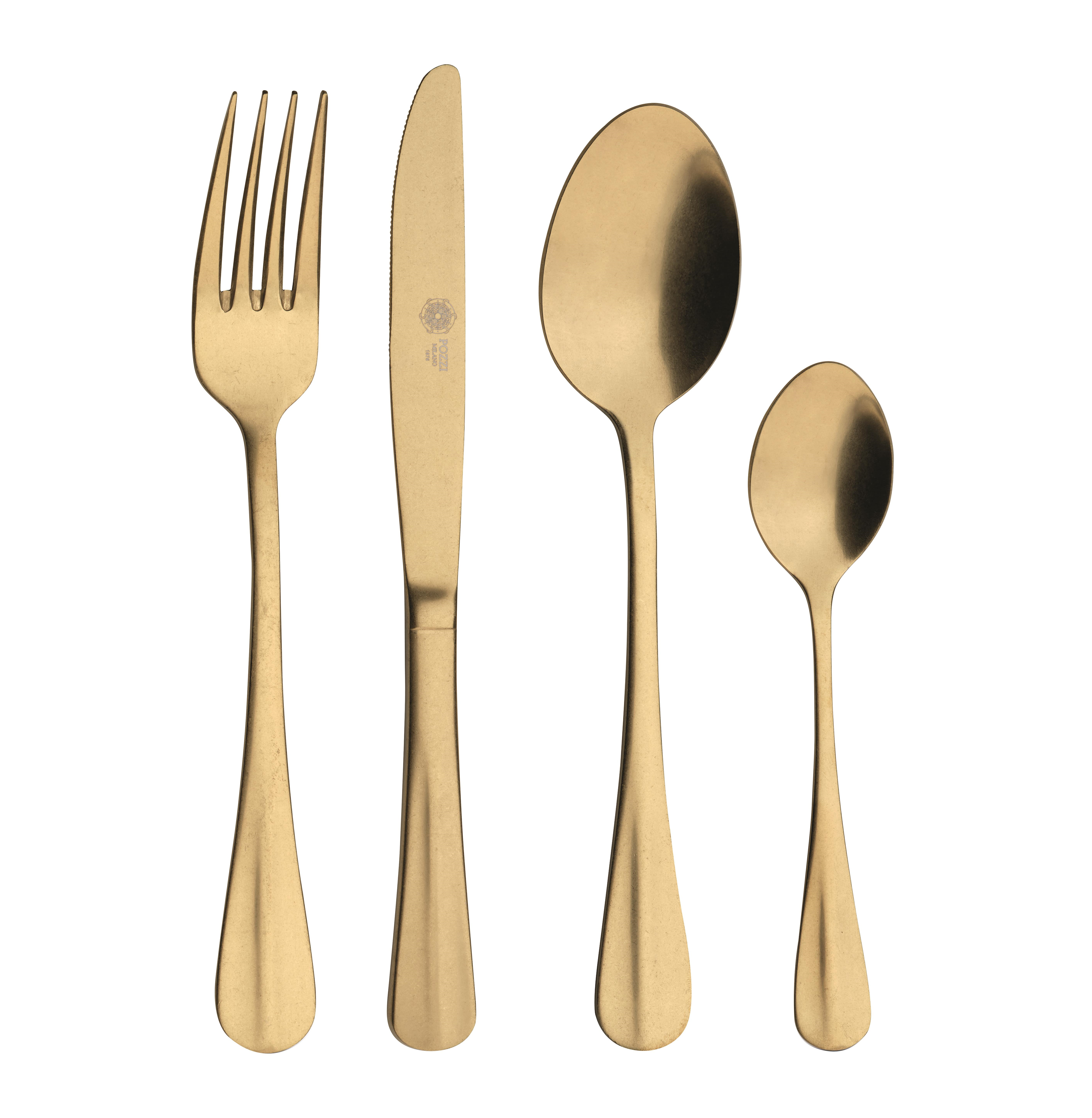 Pozzi Milano Essentials 24 Parça Çatal Bıçak Takımı Gold Mat - PM0111 G