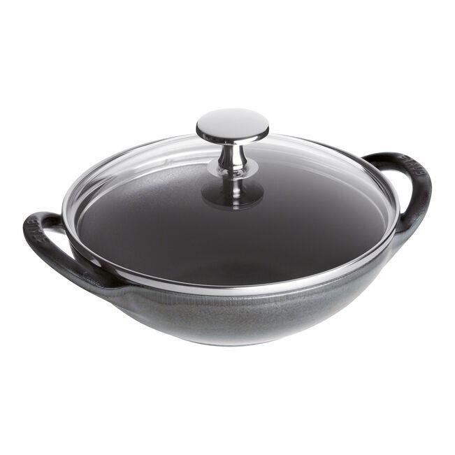 Staub Cam Kapaklı Baby Wok Tava Gri 16CM