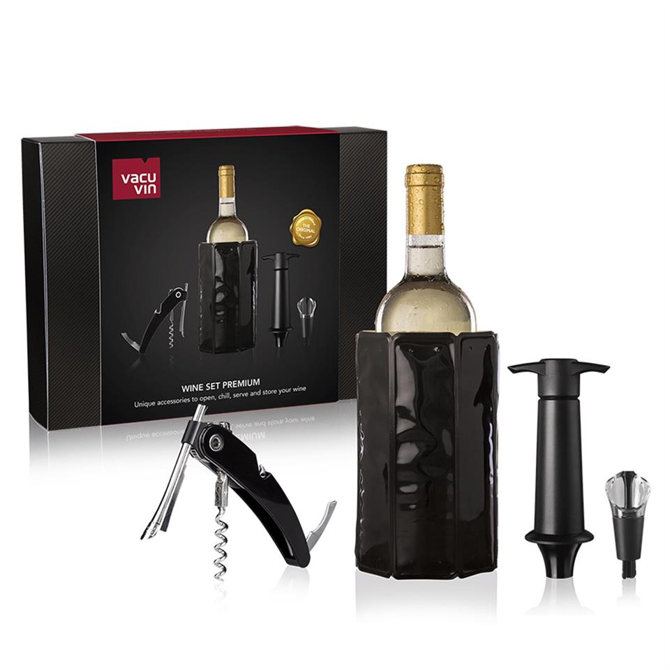Vacu Vin Şarap Seti, Premium (4 Parça), Hediye Kutulu